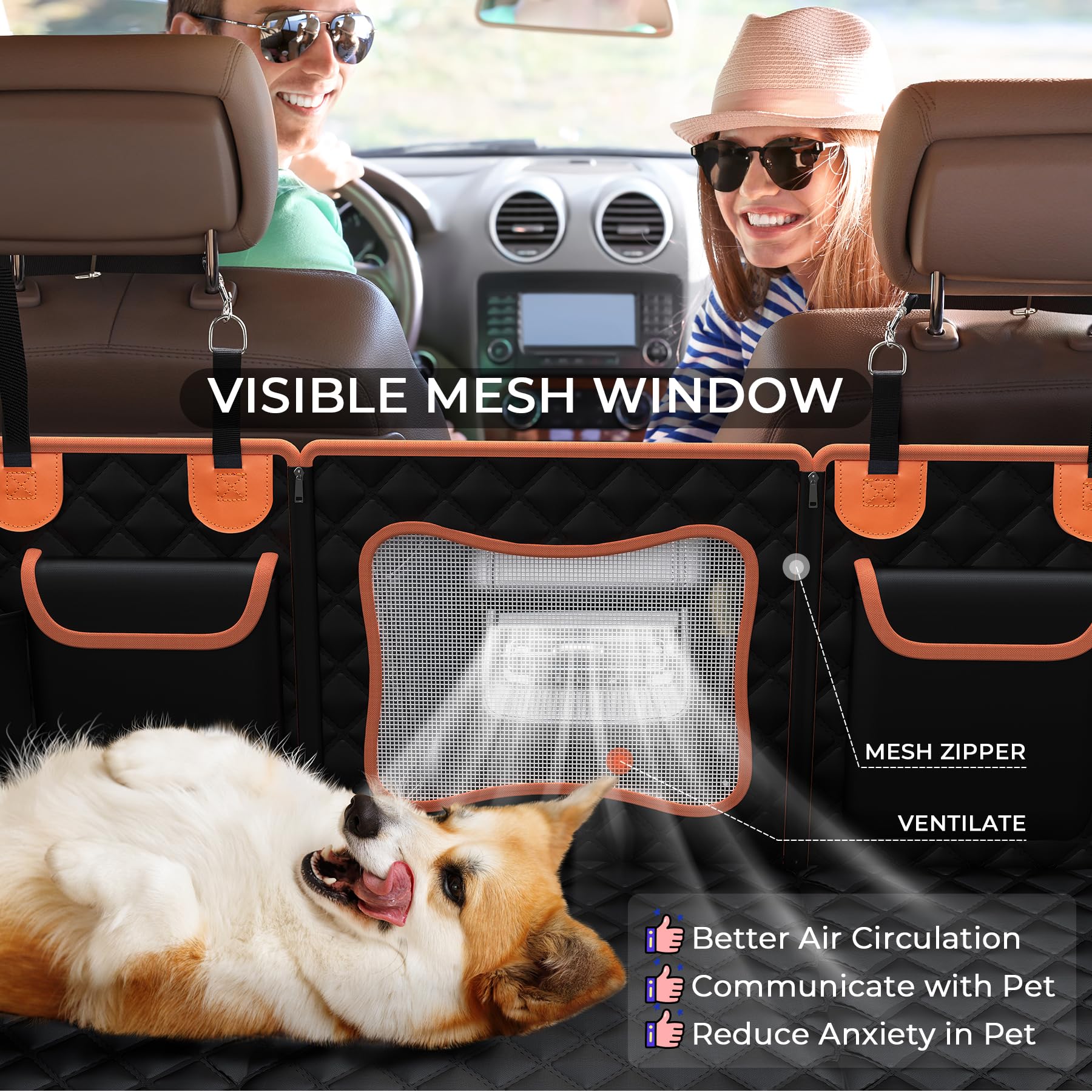 **Heavy-Duty Dog Car Seat Cover for Back Seat - 450 lbs Capacity, Waterproof Pet Hammock with Hard Bottom - Perfect for SUVs, Trucks & Cars - Protects Seats from Dirt, Hair & Scratches**