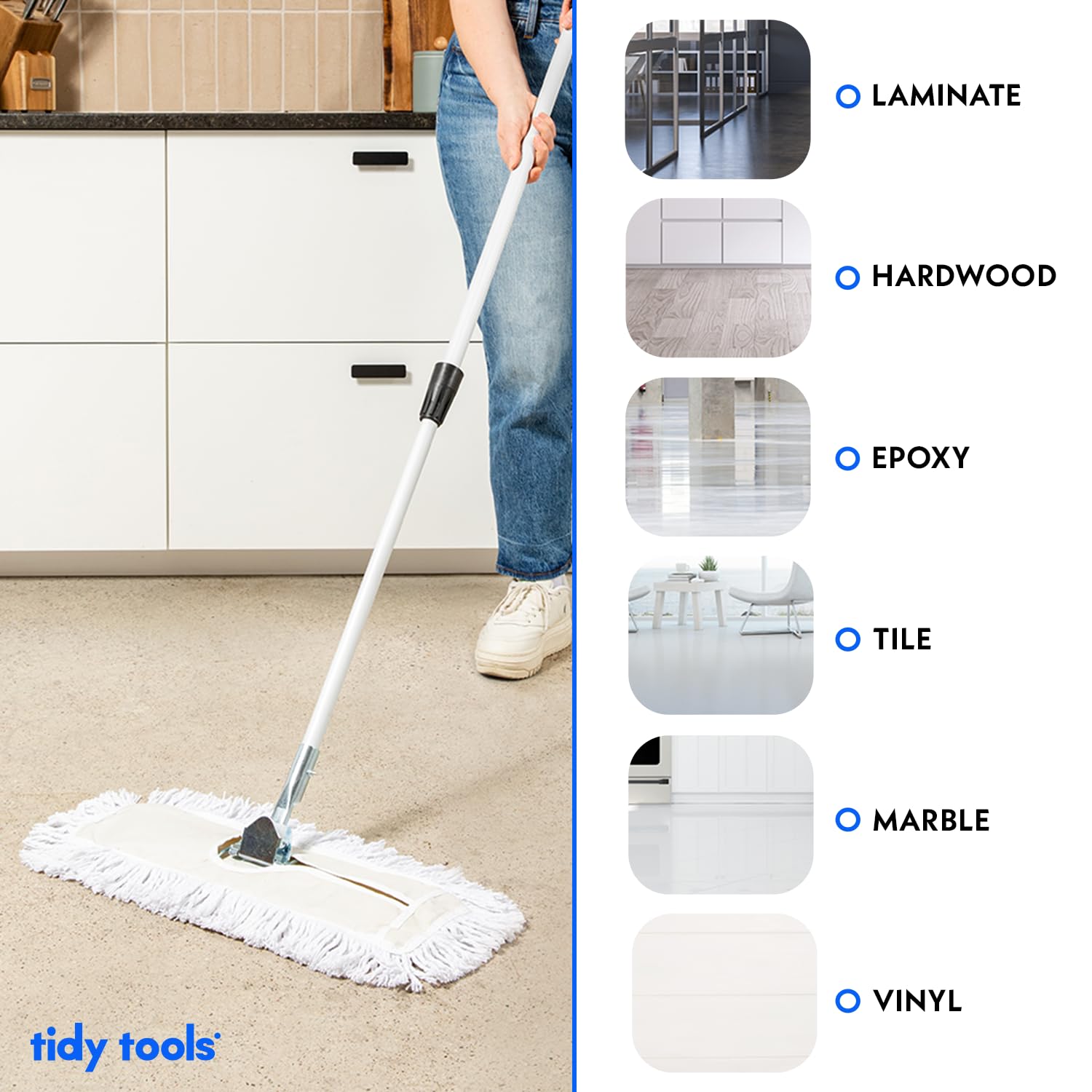 60 Inch Dust Mop with Extendable Metal Handle - 2 Mop Sets & 2 Refills Bundle for Hardwood Floors, Tile & Laminate - Long Reach Cleaning for Home, Office & Commercial Spaces