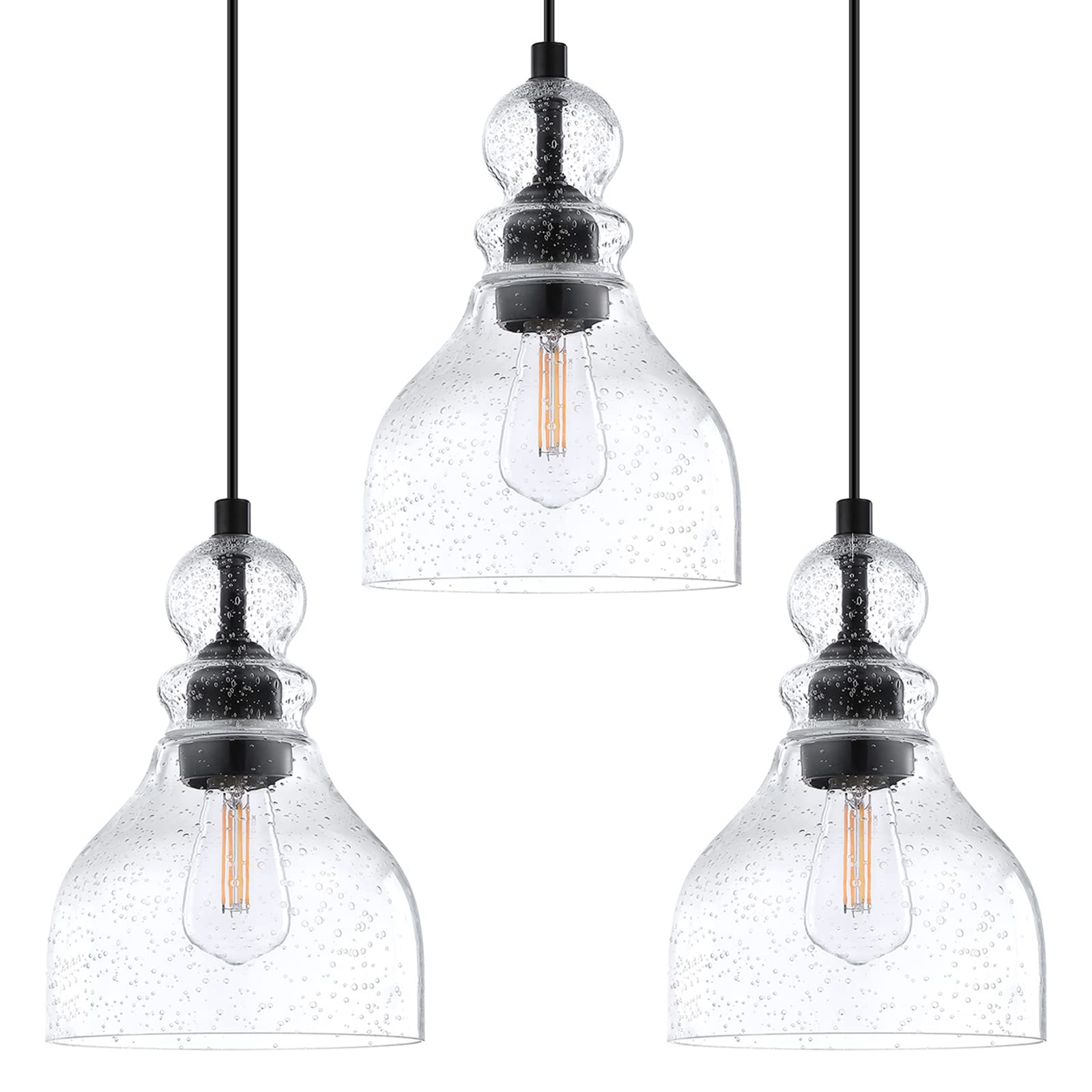 3 Pack Black Modern Farmhouse Pendant Lights - 6.5