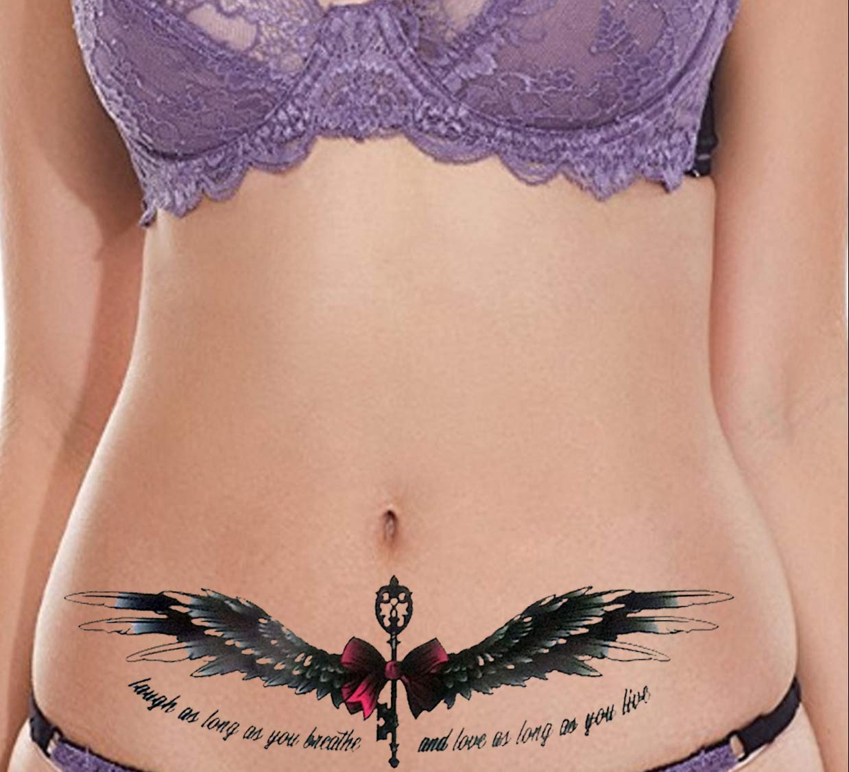 Waterproof Temporary Tattoo Stickers for Men & Women - 3D Realistic Flowers, Butterflies, Stars, Angels, Wolves & Armband Designs (21x15cm) | Perfect for Parties, Festivals, Cosplay & Body Art | HB-032