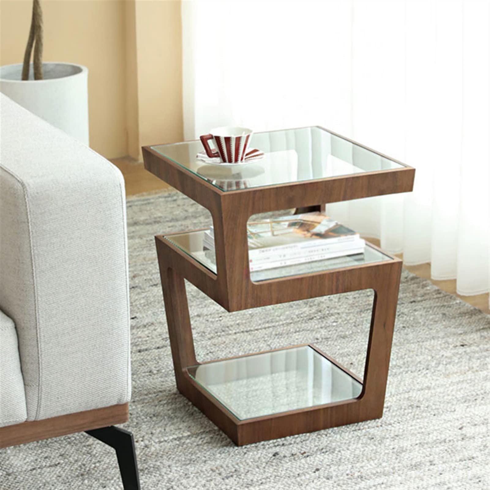 Luxury Square Side Table - Modern Coffee Table for Living Room, Bedroom & Balcony - Small End Table with Lightweight Design - Perfect for Coffee, Books & Decor