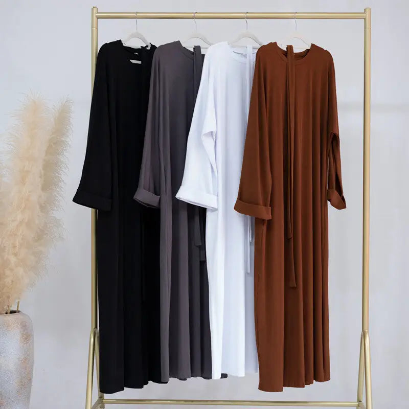 Stylish Winter & Fall Muslim Women Abaya Dress - Soft Thread Knitted Fabric - Perfect for Prayer, Mosque & Special Occasions