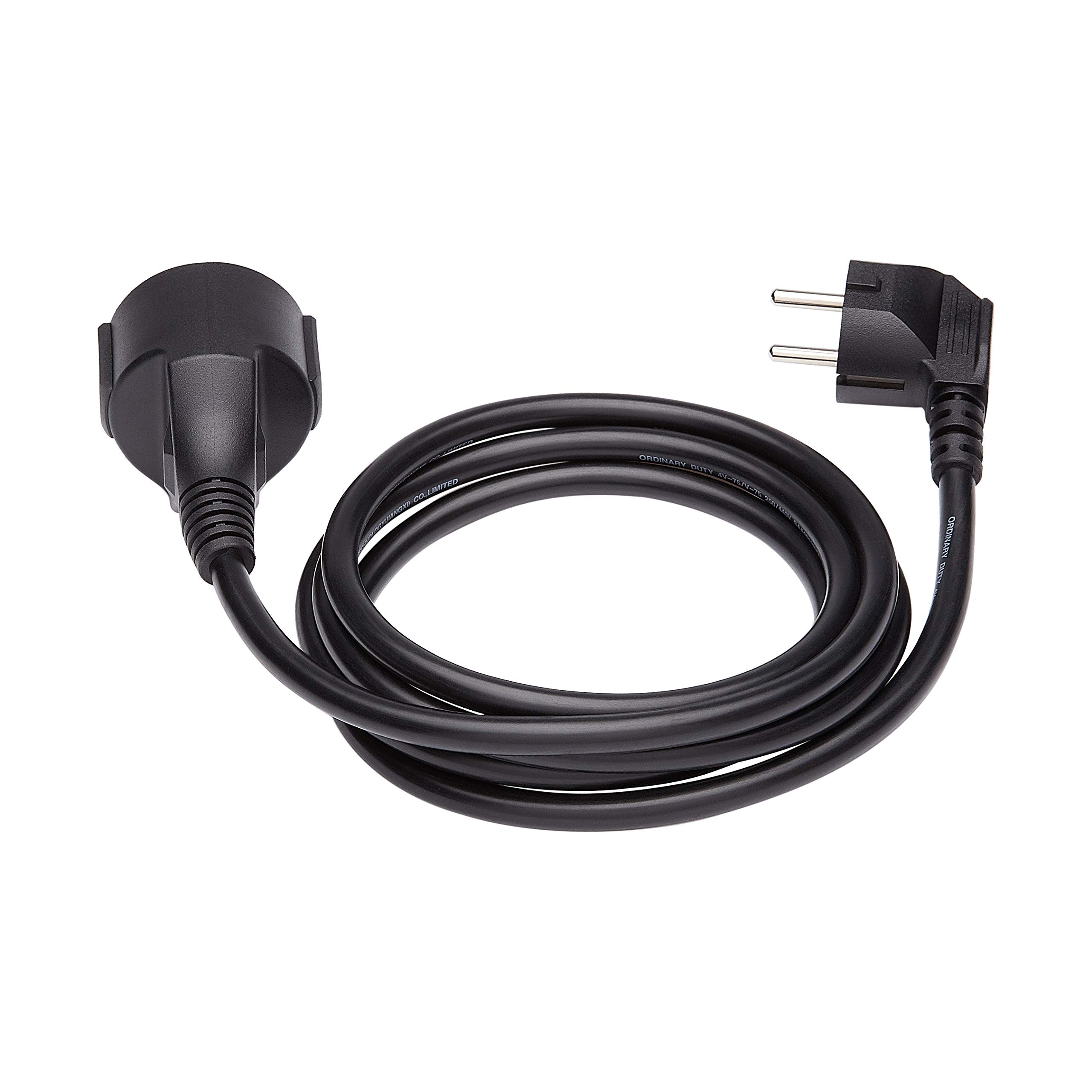 Amazon Basics 2M Black Extension Cord - Heavy Duty Power Cable for Home, Office & Outdoor Use