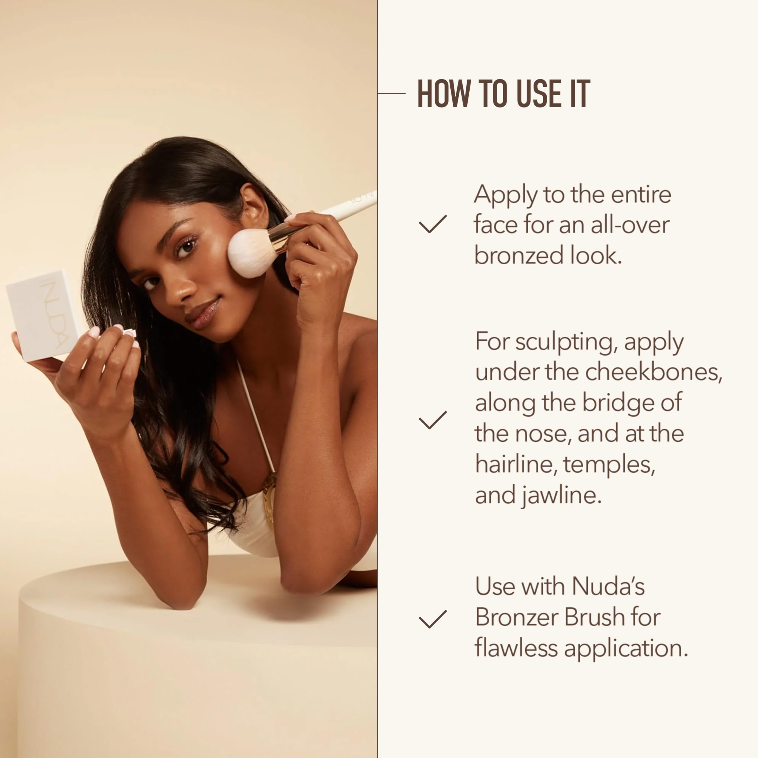 Nuda Matte Bronzer Powder - Long-Lasting Natural Tan Bronzer for Fair to Medium Skin | Vegan & Cruelty-Free Contouring Makeup for Cheeks & Nose | Perfect for Everyday Wear, Beach Vacations & Photo Shoots