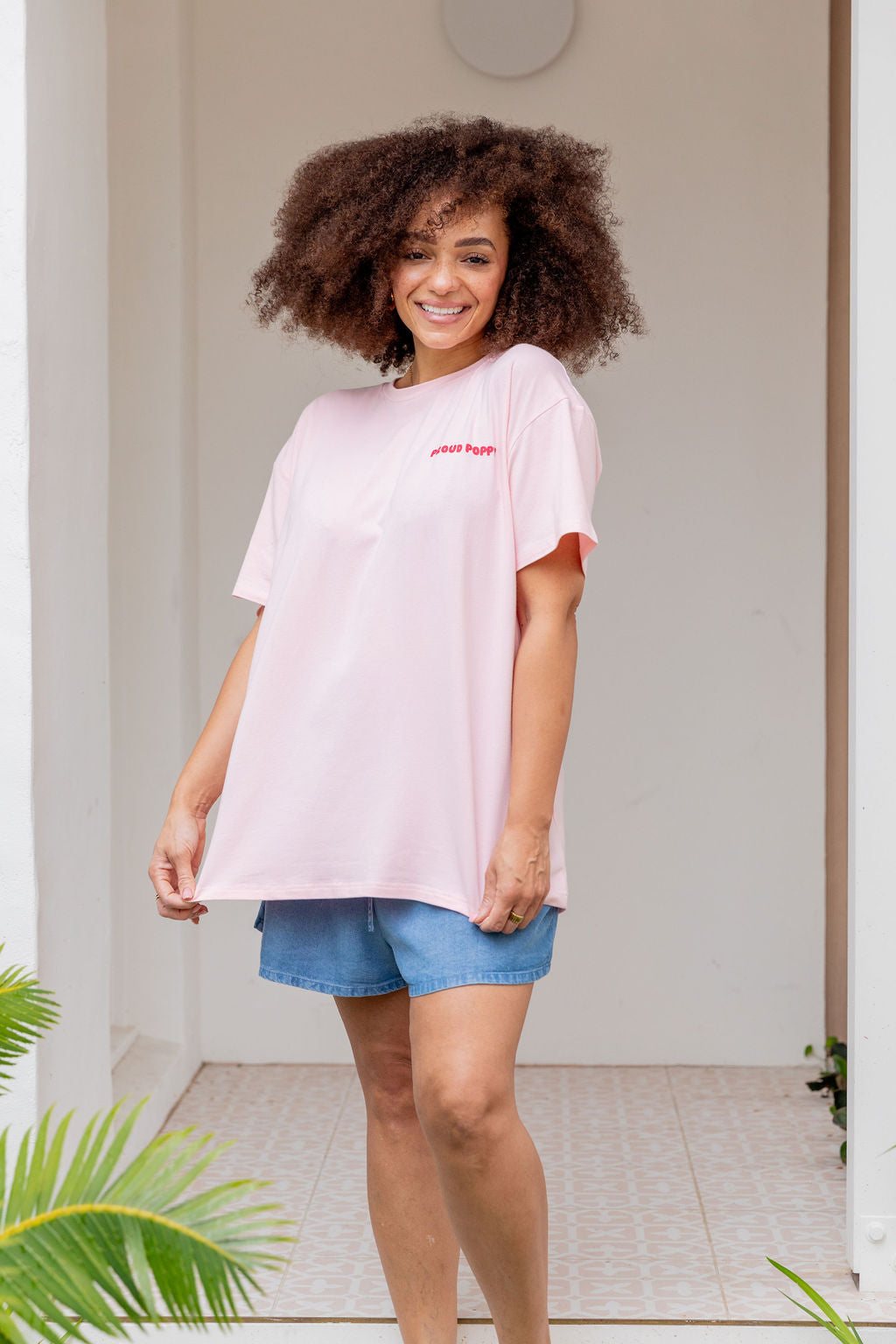 Good Vibes Tee in Pink - Soft Cotton Women's T-Shirt for Casual Wear, Street Style & Everyday Comfort