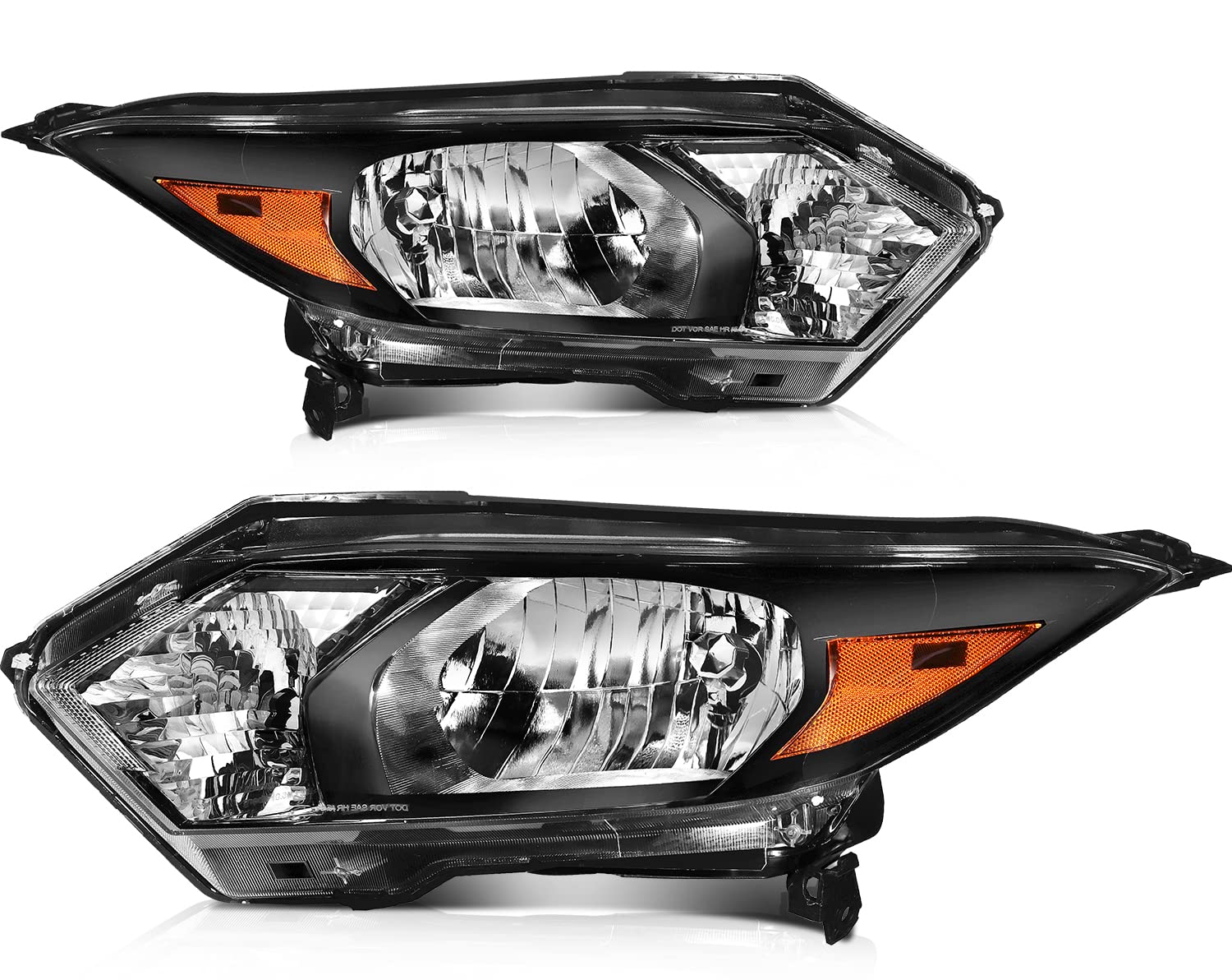2016-2018 Honda HR-V Headlight Assembly - Black Housing with Amber Reflector & Clear Lens Replacement Headlamps | Perfect for Night Driving & Off-Road Adventures