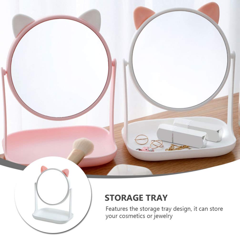 Cabilock Adjustable Folding Vanity Mirror with Storage Tray - White Wooden Desktop Organizer for Dresser, Desk & Travel | Perfect for Makeup, Jewelry Storage & Home Decor