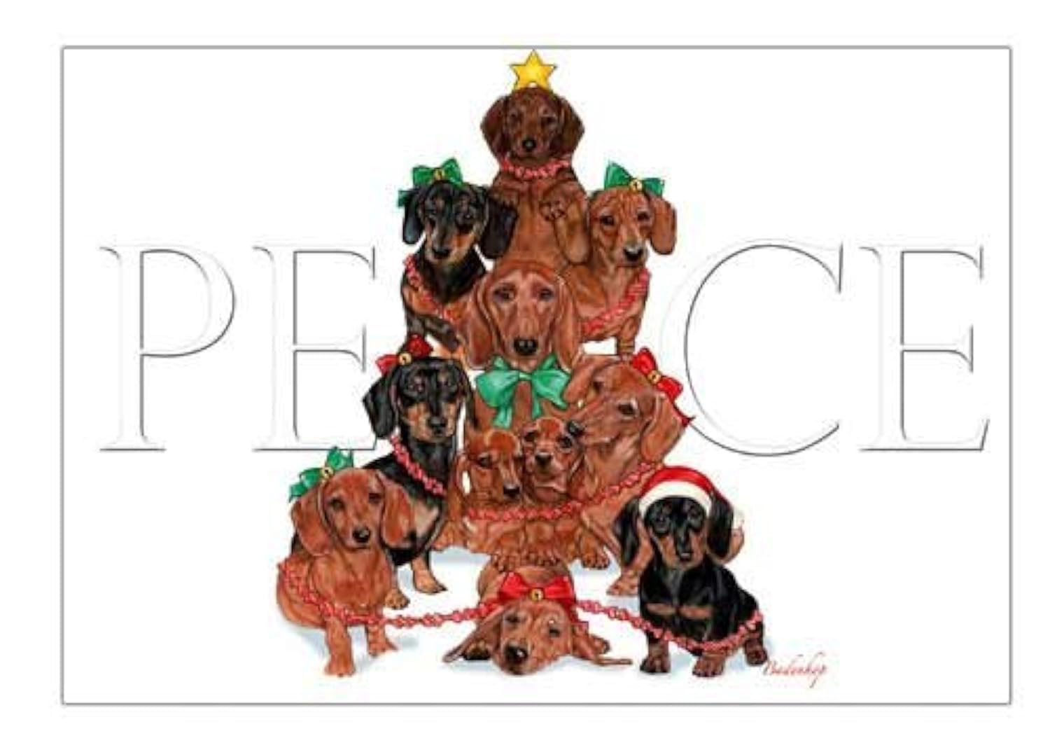 Pipsqueak Dachshund Christmas Cards - Set of 10 Holiday Greeting Cards with Envelopes | Cute Dachshund Dog Xmas Cards for Family, Friends & Coworkers | Perfect for Holiday Wishes, Office Gifts & Festive Decor