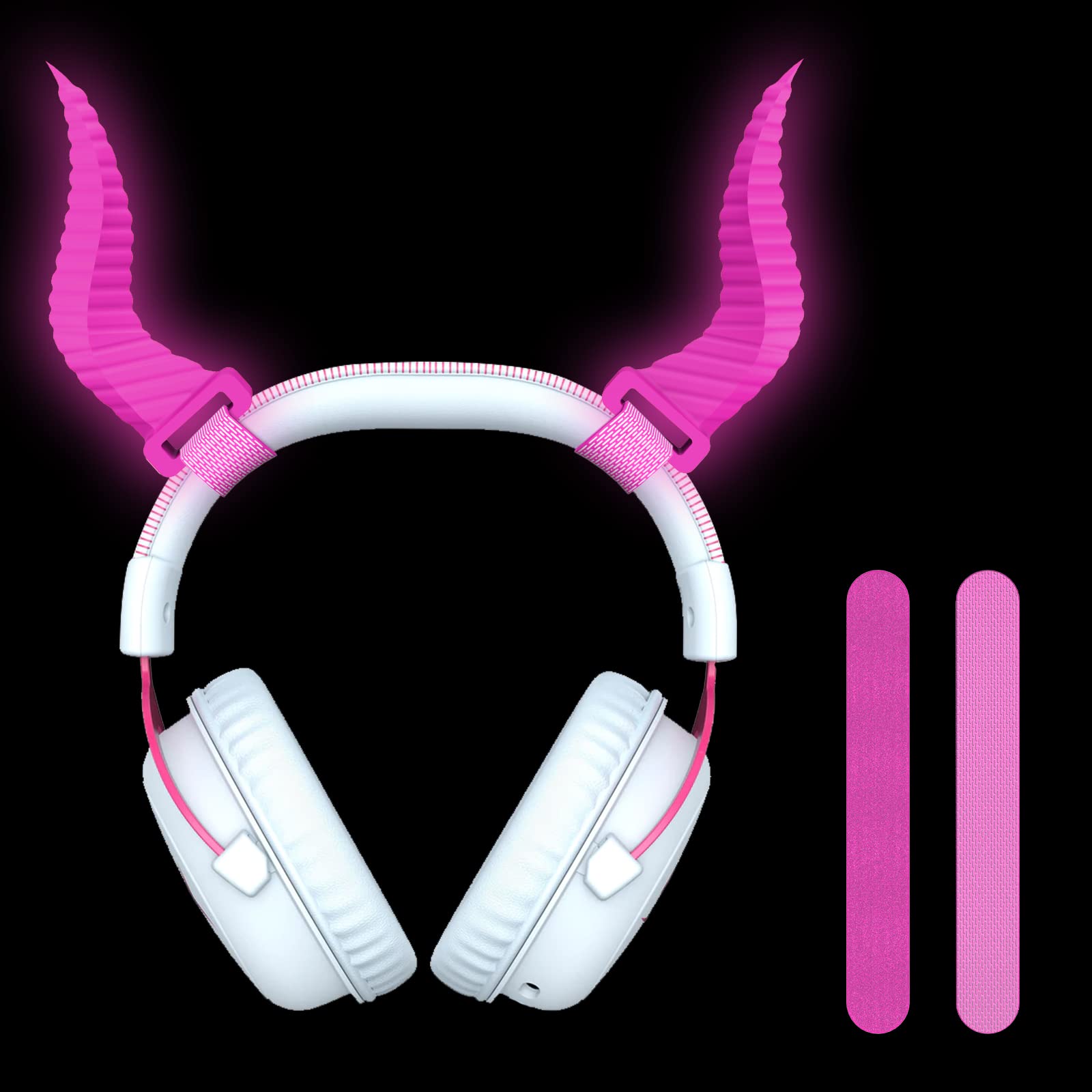 TOLUOHU Cool Horns Headphone Attachment - Adjustable Cosplay Gaming Headset Props for E-Sports Gamers & Streamers (Glow Rose Red) | Compatible with All Over-Ear Headphones | Perfect for Gaming Tournaments, Live Streaming & Cosplay Events