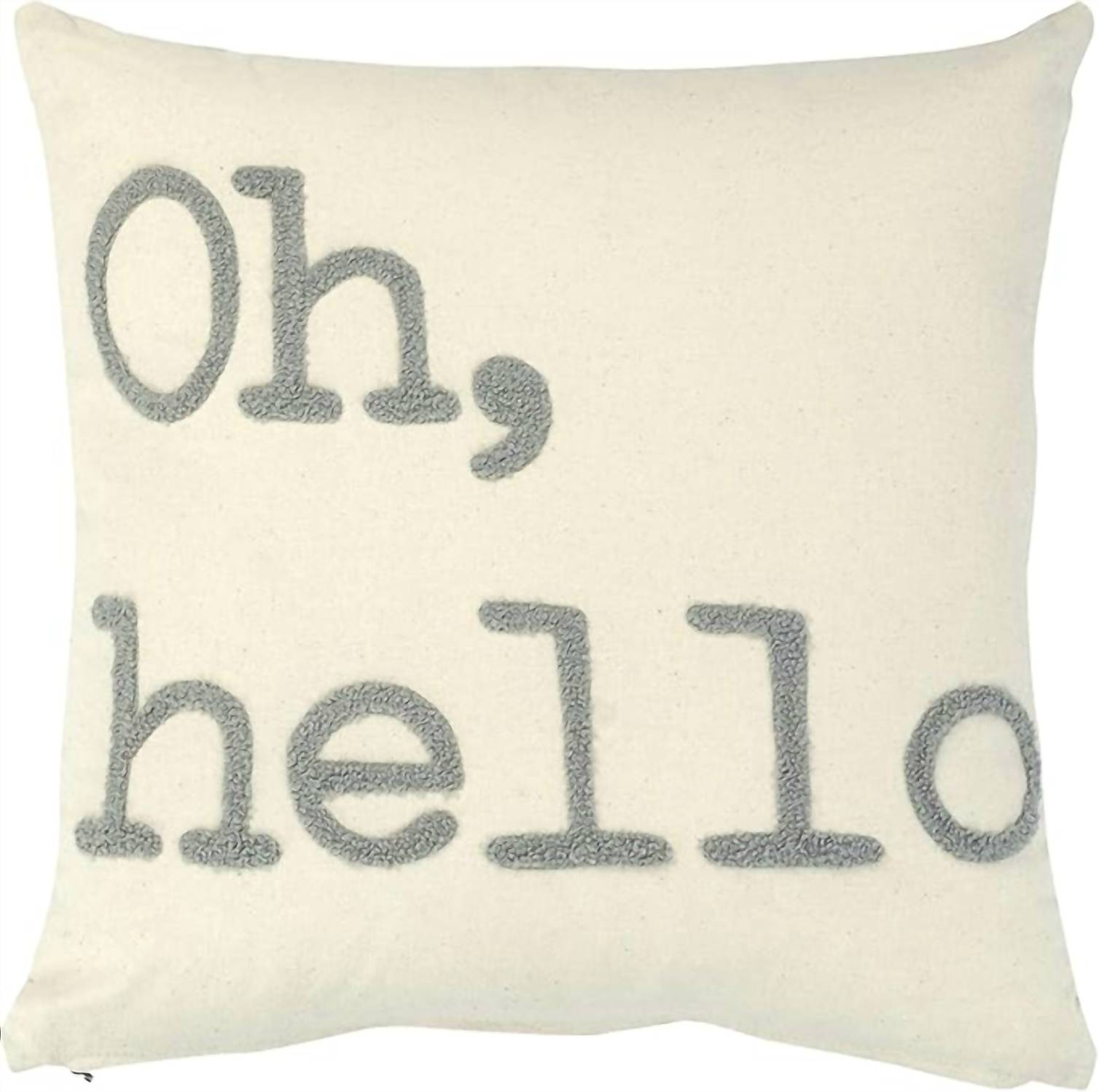 Oh Hello Embroidery Pillow in Grey - Soft Decorative Throw Pillow for Couch, Bed, Sofa - Perfect for Living Room, Bedroom & Home Decor