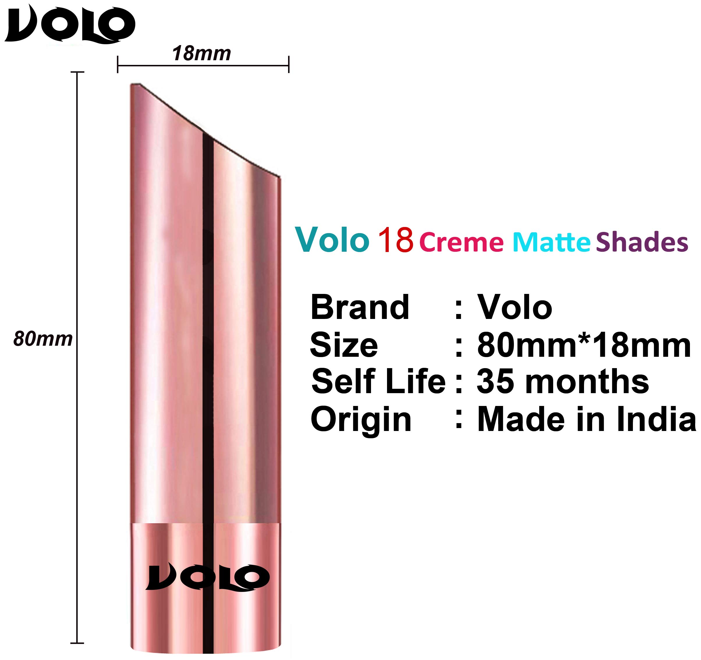 VOLO Lipstick Set - Creamy Matte Finish in Coffee, Chocolate, Plum, Dark Peach & Rose Pink Shades | Long Lasting Moisturizing Lip Color for Everyday Wear, Date Night & Special Occasions