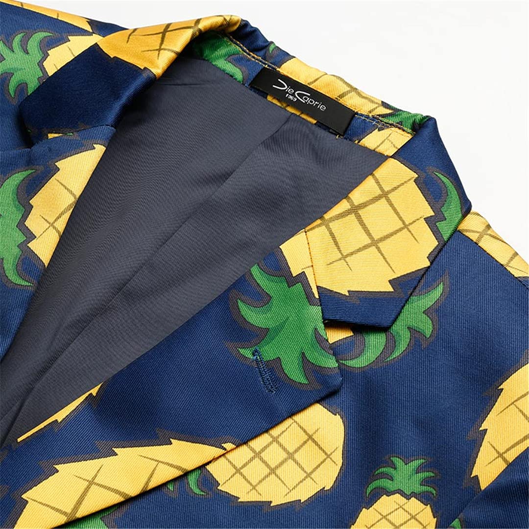 Men's Casual Floral Pineapple Print Blazer Jacket - Stylish Holiday Party Suit for Summer Beach Weddings & Tropical Vacations