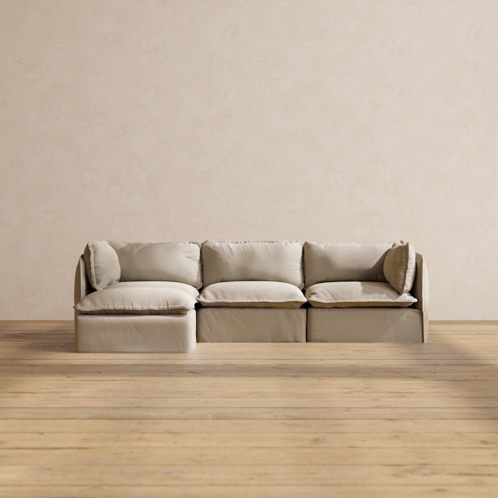 Modular Performance 3-Seater Sectional Sofa in Dune Fabric | Modern L-Shaped Couch with Reversible Chaise | Perfect for Living Room, Family Room & Home Theater Relaxation