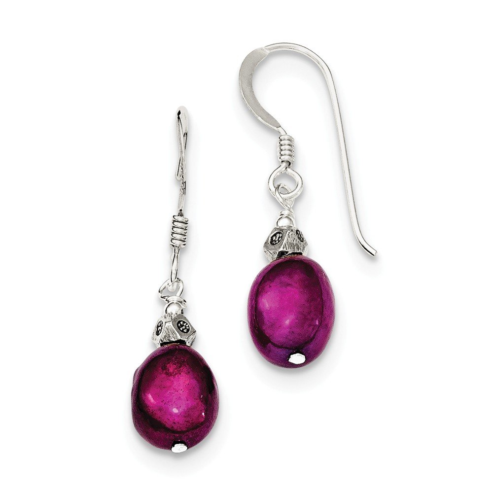 Sterling Silver Magenta Freshwater Cultured Pearl Dangle Earrings for Women - Elegant Jewelry Gift for Weddings, Parties & Special Occasions