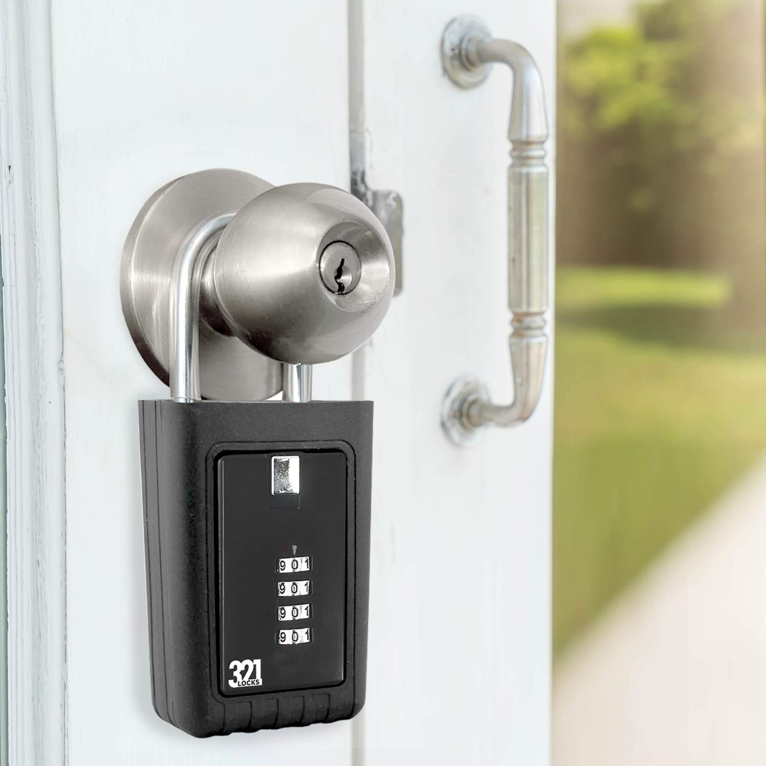 Key Lock Box LB-003 - Secure Outdoor Key Storage with Combination Lock - Hide Spare Keys for Home, Realtor, Contractor & Rental Properties - Fence or Door Knob Mount - Weatherproof & Durable (1 Pack) - Perfect for Vacation Homes, Airbnb Rentals & Emergency Access