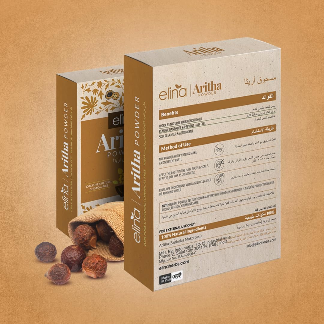 Organic Soapnut Powder for Hair Growth & Scalp Care | 100% Pure Aritha (Sapindus Mukorossi) | Natural Hair Cleanser & Conditioner | Promotes Healthy Hair & Scalp | Ideal for DIY Hair Wash, Scalp Treatment & Natural Hair Care | 100g