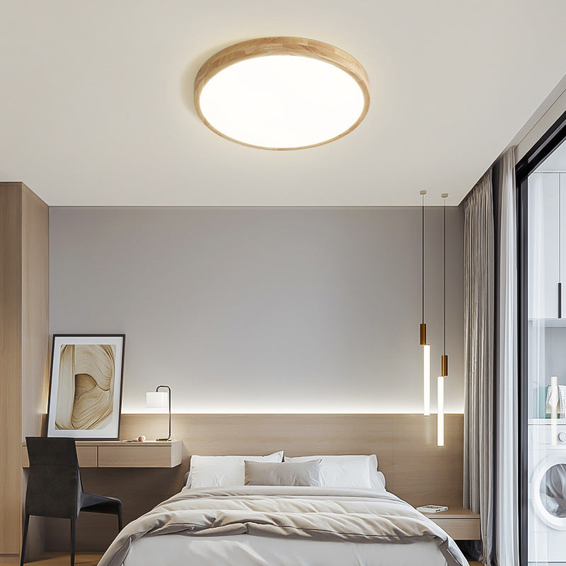 Wood Grain Round Ceiling Lamp - Modern Farmhouse Pendant Light with Natural Wood Finish - Perfect for Living Room, Bedroom, or Dining Room Lighting