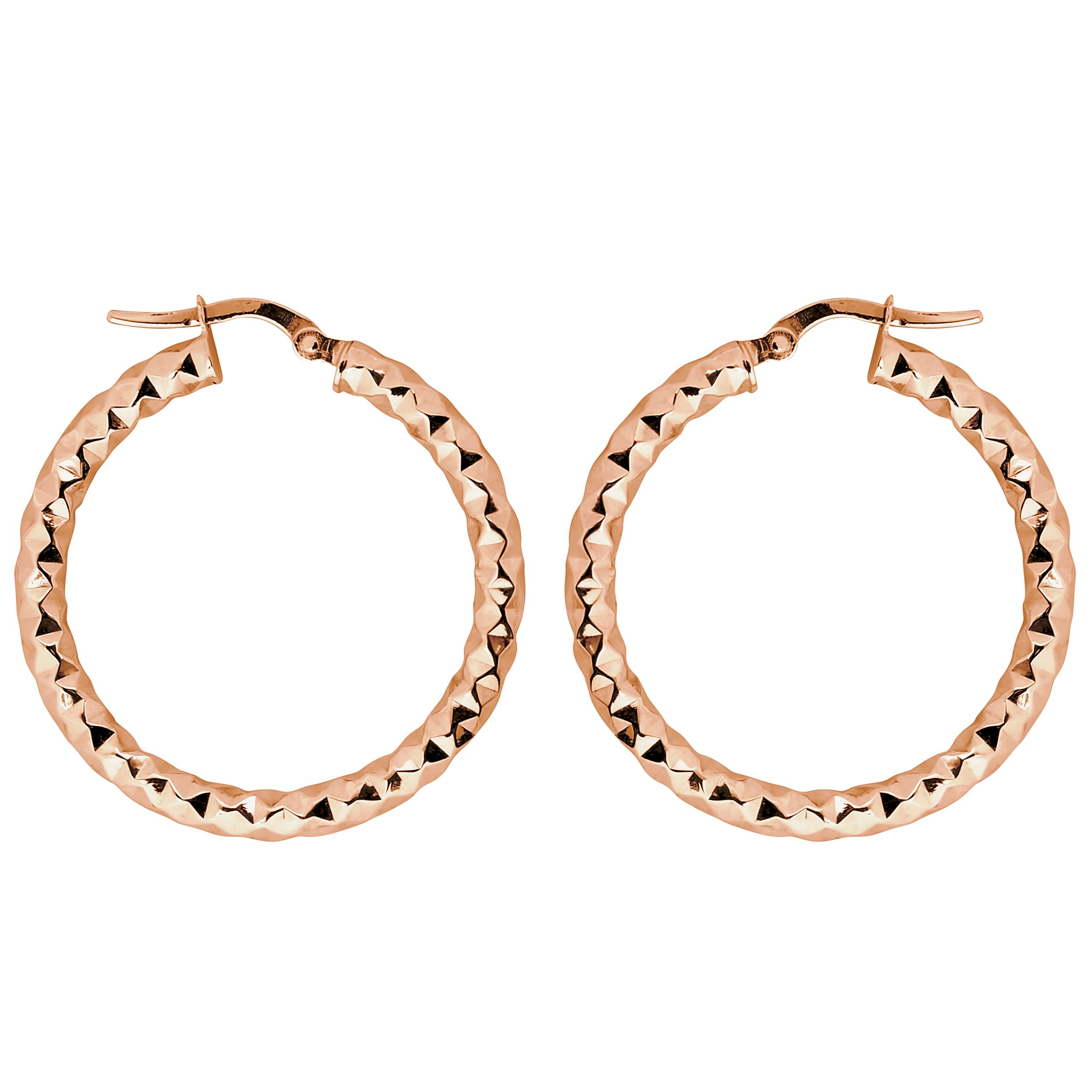 10K Gold 25mm Diamond-Cut Round Hoop Earrings for Women - Hypoallergenic Luxury Hoops - Perfect for Everyday Wear, Parties & Special Occasions