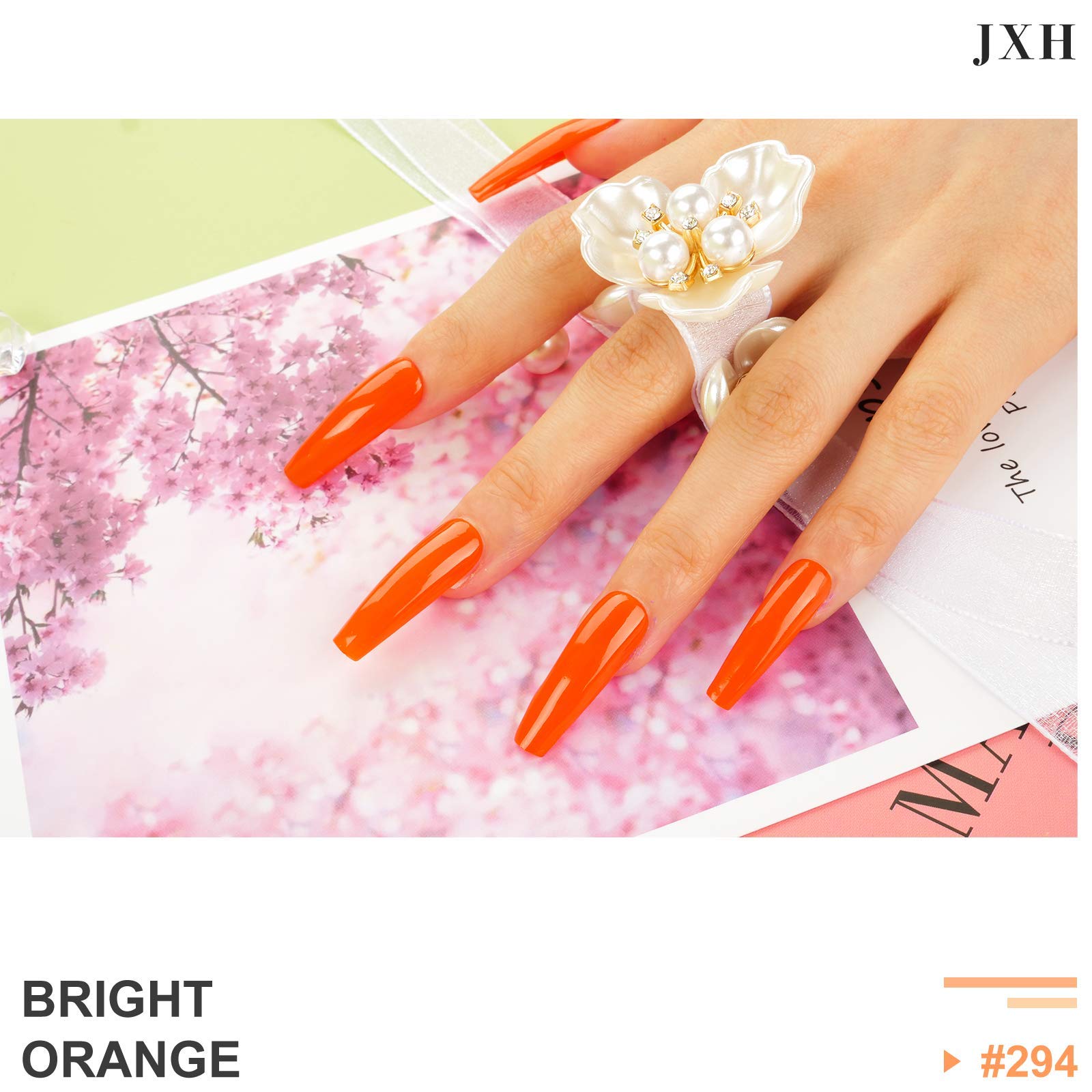 JXH 15ml Bright Orange Soak Off Gel Nail Polish - Professional UV LED Gel for Salon & Home DIY Manicure | Long-Lasting, Chip-Resistant Nail Art Colors (0.5oz) | Perfect for Summer Nails, Bridal Designs & Party Looks