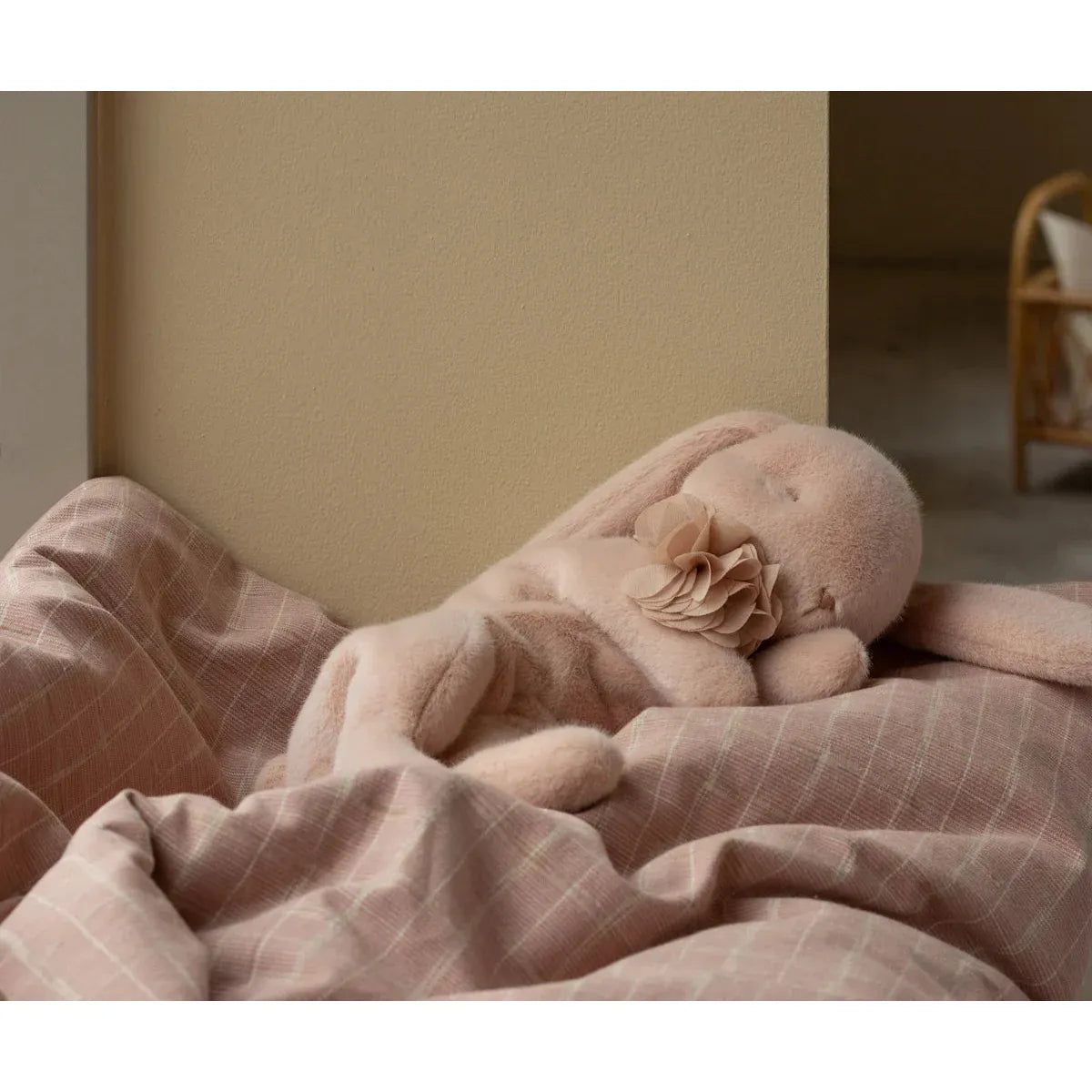 Maileg Powder Pink Sleeping Bunny Plush Toy - Perfect for Kids' Bedtime, Nursery Decor, and Gift Giving