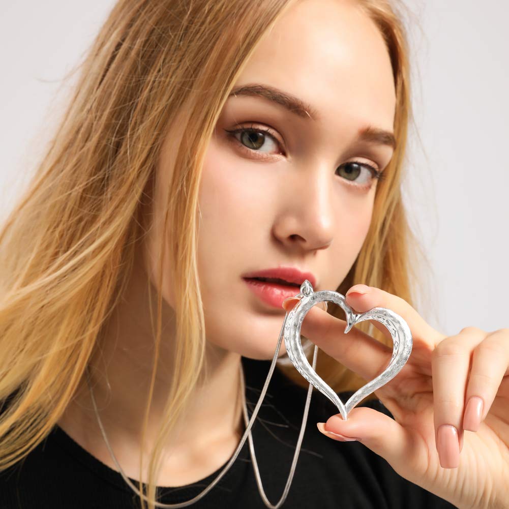 Women's Bohemian Heart Pendant Necklace - Layered Y Statement Chain in Silver & Gold | Perfect for Sweater Season & Gift Giving | Elegant Jewelry with Gift Box
