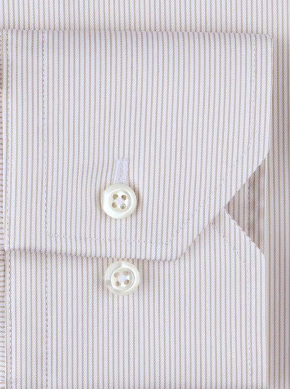 Premium STENSTROMS Men's Tan Striped Dress Shirt - Slim Fit Formal Business Shirt for Office, Wedding & Special Occasions