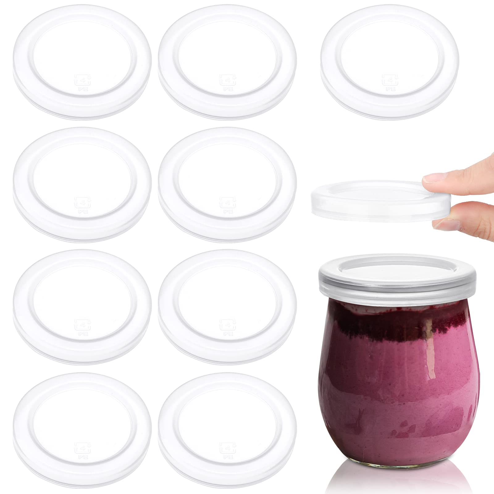 Hoolerry 10-Pack Clear Plastic Food Storage Lids - 2.64 Inch Replacement Covers for Oui Yogurt Jars - Airtight Seal for Coffee, Cookies, Snacks & DIY Crafts (BPA-Free, Durable, Multi-Purpose)