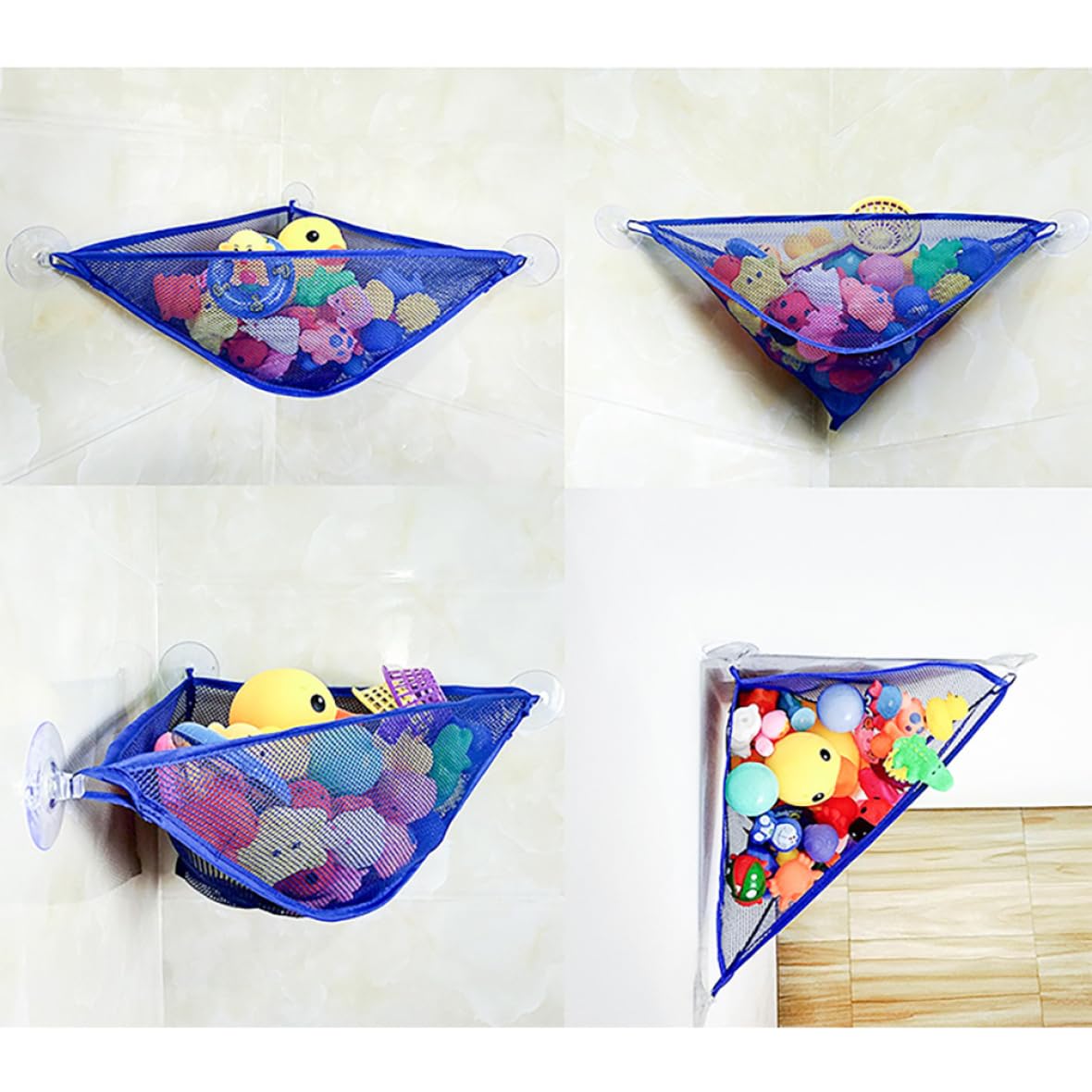 Baby Bath Toy Organizer with Strong Suction Cups - Bathtub Toys Holder Storage Net, Shower Caddy Bag for Toddlers (Light Blue) - Perfect for Kids' Bath Time Organization & Bathroom Storage