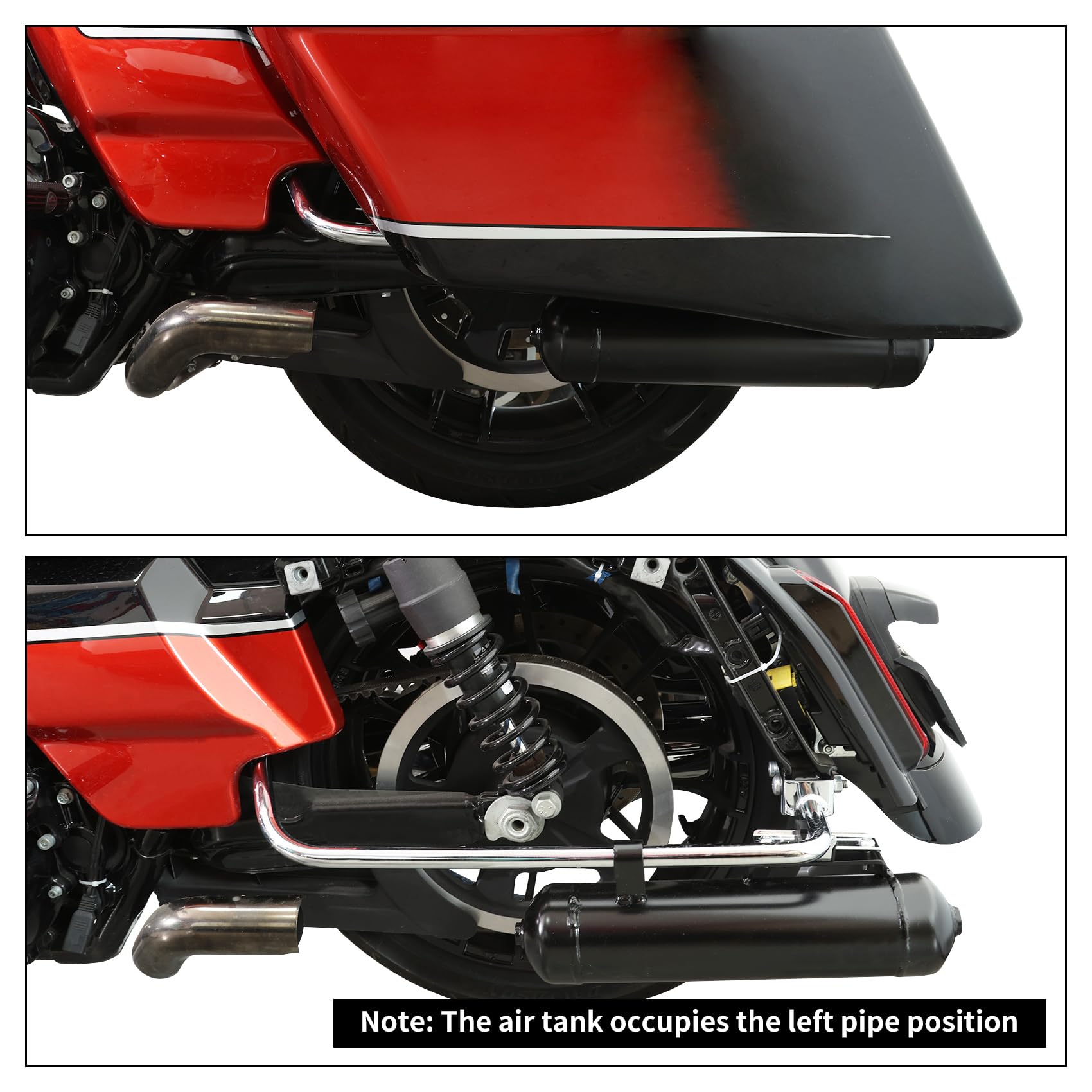 XFMT Rear Air Ride Suspension Kit with Air Tank for Harley Touring Road King Street Electra Glide 1994-2023 - Premium Motorcycle Suspension Upgrade for Smooth Rides & Custom Comfort on Long Distance Tours
