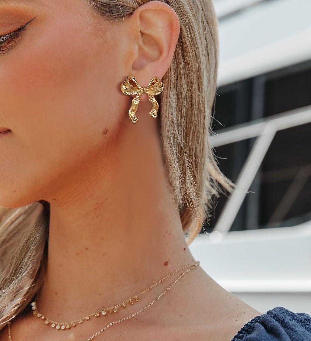 4 Pairs Elegant Gold Pearl Drop Bow Earrings for Women - Trendy Dangle & Stud Jewelry Set for Wedding, Party & Daily Wear - Perfect Gift for Her