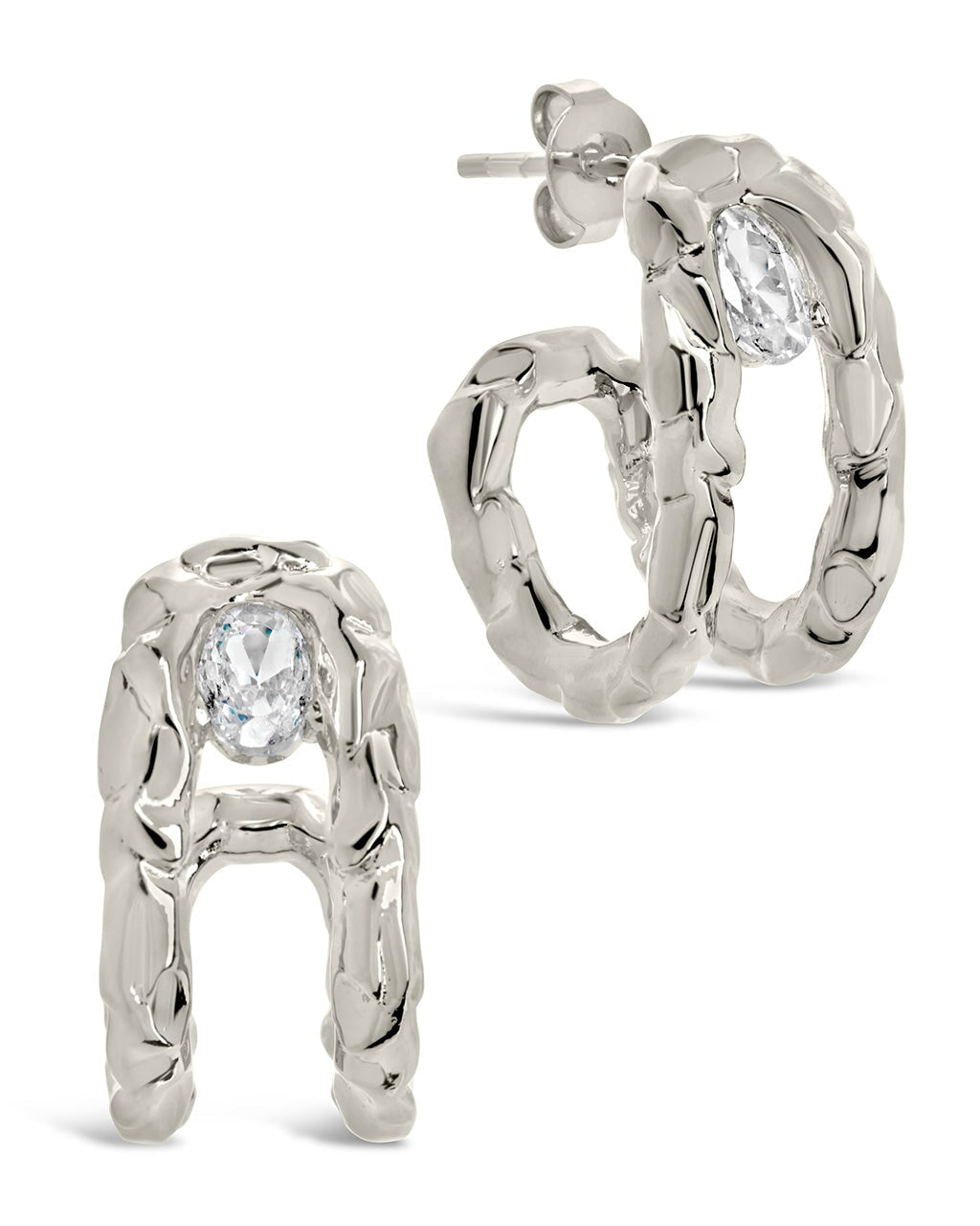 Mavis CZ Molten Metal Folded Hoop Earrings for Women - Trendy Gold & Silver Statement Jewelry - Perfect for Parties, Weddings & Everyday Wear