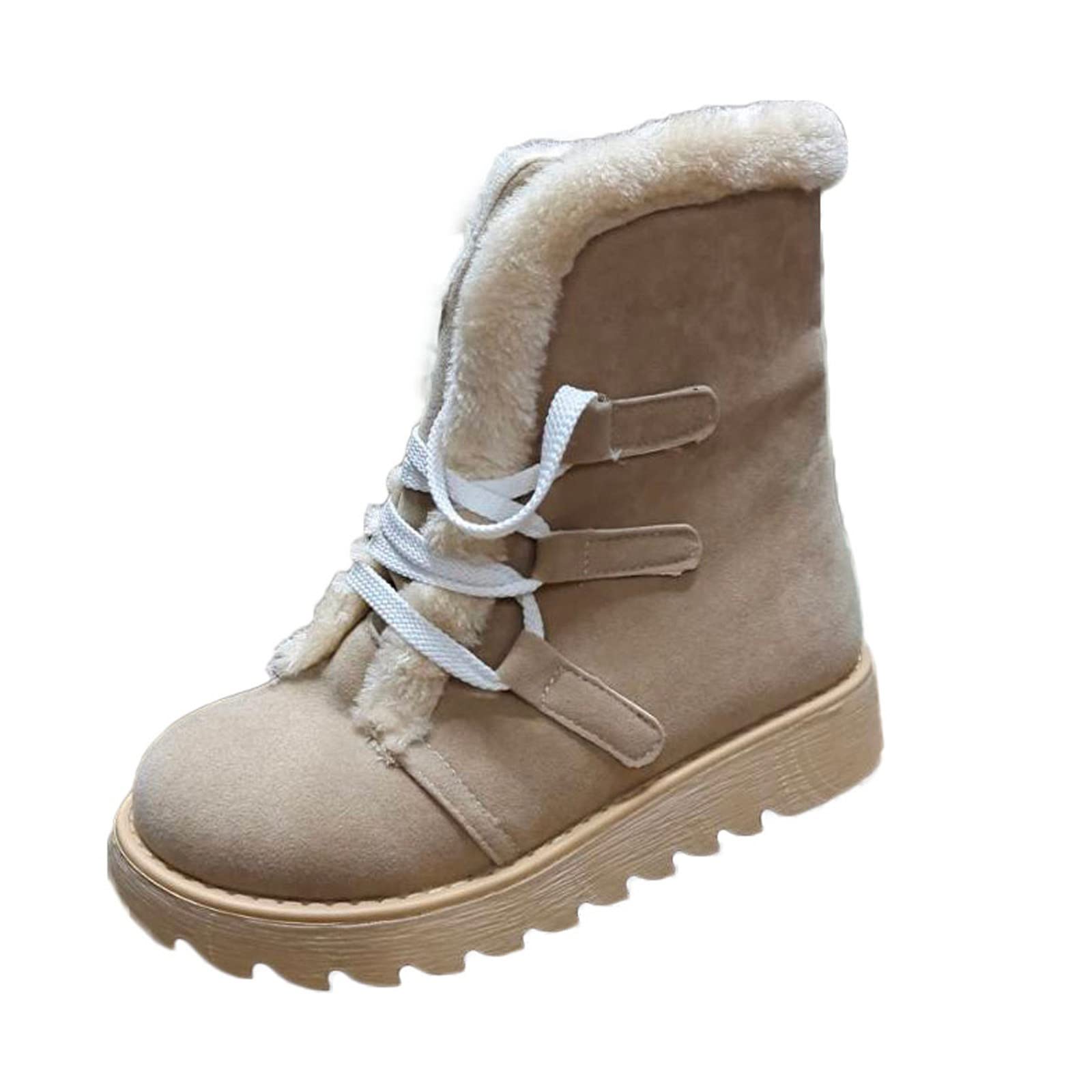 Women's Plus Size Lace-Up High Cut Warm Flat Snow Boots with Round Toe - Perfect for Winter Walking, Outdoor Activities & Cold Weather Fashion
