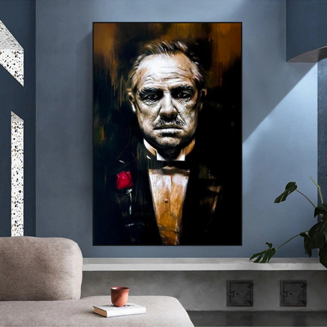 The Godfather Movie Canvas Wall Art - Iconic Film Poster Print for Home & Office Decor - Perfect for Living Room, Bedroom, or Man Cave