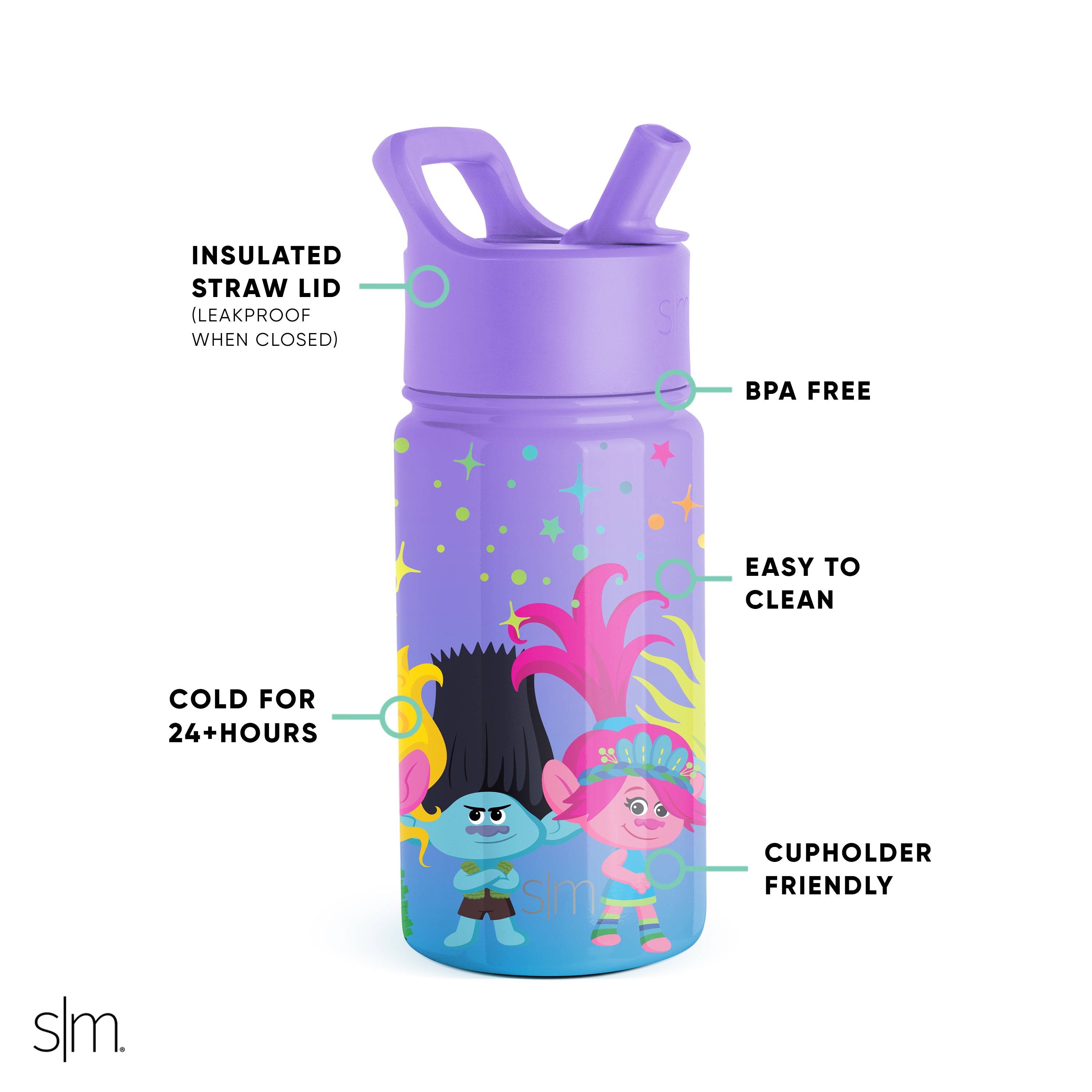 Summit Kids Water Bottle with Straw Lid - BPA Free, Leak Proof, Insulated Stainless Steel Bottle for School, Sports & Outdoor Activities