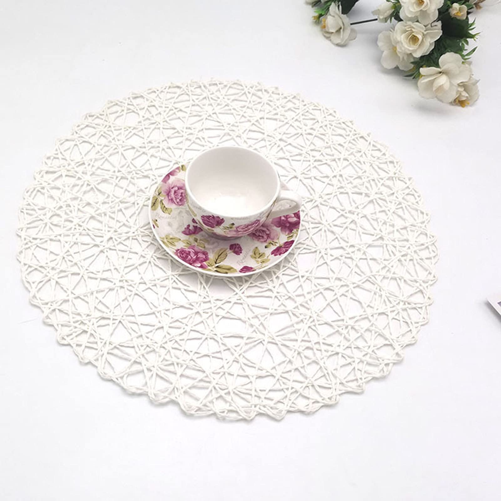 Premium Round Yellow Table Place Mats & Coasters Set - Durable Multifunctional Bowl Mats for Home, Cafe, and Restaurant Decor - Ideal for Dining, Parties, and Daily Use