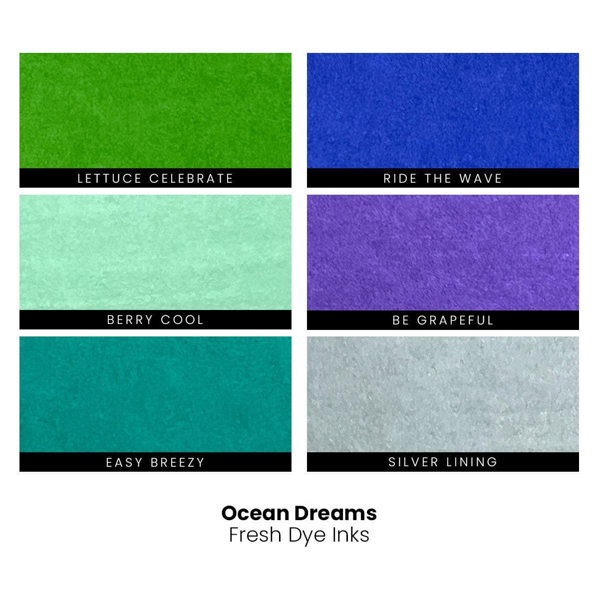 Ocean Dreams Fresh Dye Ink 6 Mini Cube & Reinker Bundle Set for Card Making, Scrapbooking, and Paper Crafts - Perfect for DIY Projects and Handmade Greeting Cards