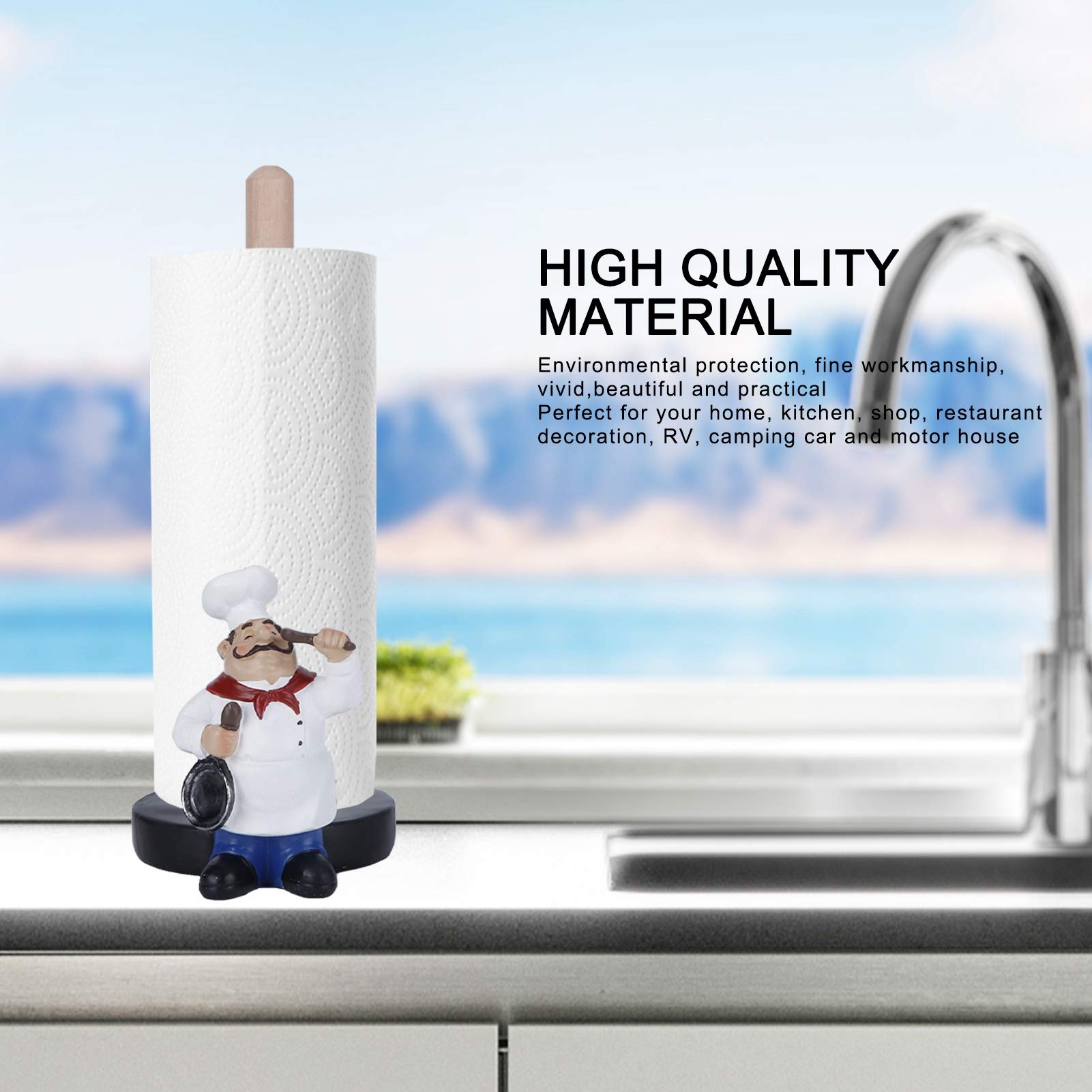 Italian Chef Figurine Paper Towel Holder - Countertop Kitchen Decor & Paper Roll Dispenser for Restaurants, Home, and Office Use - Perfect for Italian-Themed Kitchens and Dining Areas