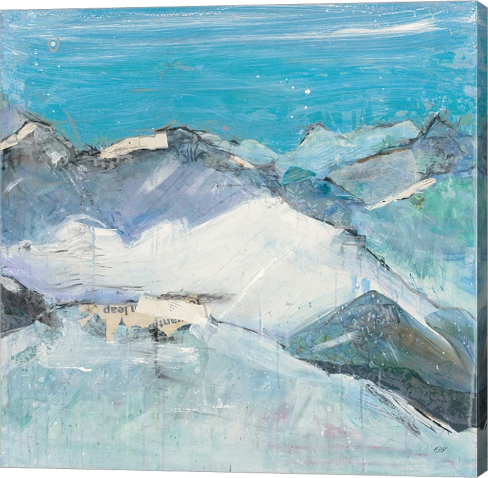 Kellie Day 'The Sun Never Says II Aqua' Canvas Wall Art - 20x20 Inches Gallery Wrapped Modern Painting for Living Room, Bedroom & Office Decor