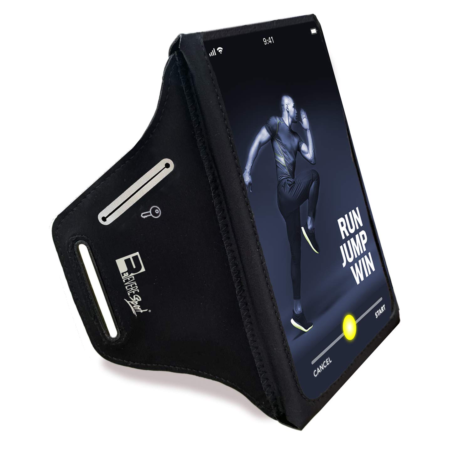 Waterproof Running Armband for iPhone 16/15/14/13/12/11/SE & Samsung S25/S24/S23/S22/S21/S20 - Sports Phone Holder with Case On (Fits Otterbox, Lifeproof) - Perfect for Jogging, Gym Workouts & Outdoor Activities (Medium Size)