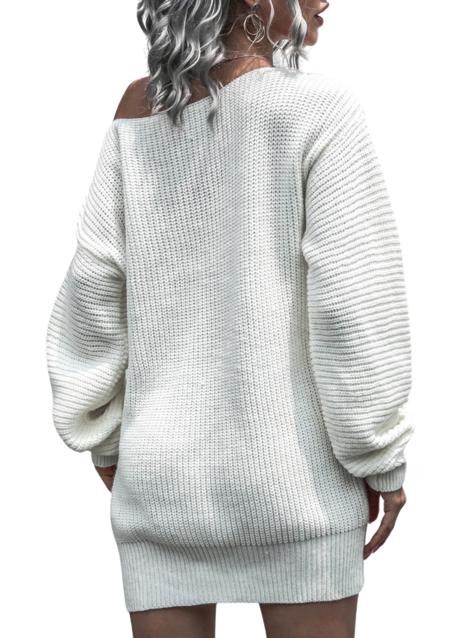 Women's Off Shoulder Sweater Dress - Long Sleeve Tunic Top, Casual Oversized Solid Color Knitwear | Perfect for Fall/Winter Layering, Date Nights & Office Wear