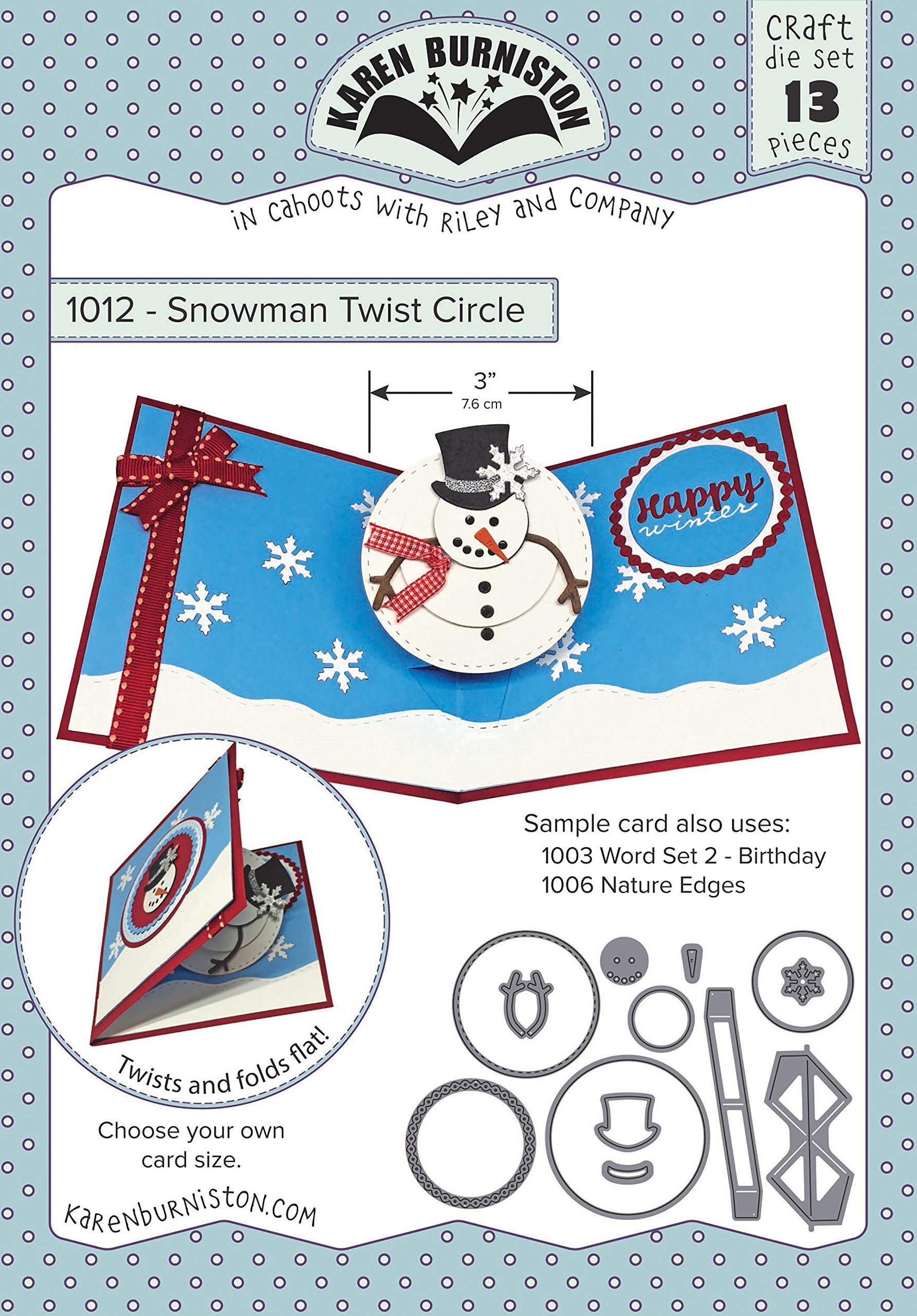 KB Riley 1012 Karen Burniston Snowman Twist Circle Pop-Up Dies for Card Making - Perfect for Christmas Greeting Cards, DIY Scrapbooking & Holiday Crafts