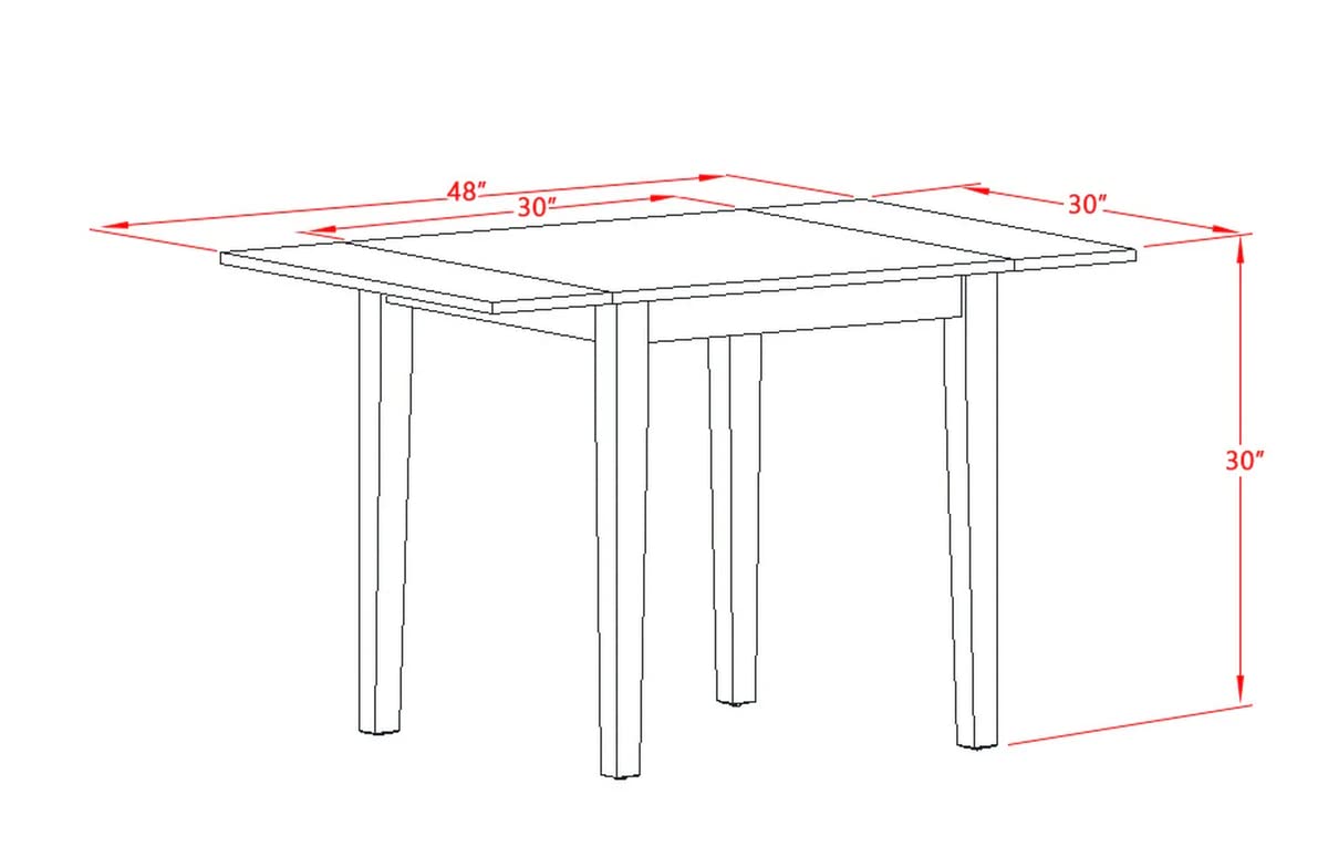Modern 3-Piece Dining Table Set with Drop-Leaf Rectangle Wooden Table & 2 Chairs - 30x48 Inch, Black & Cherry Finish - Perfect for Small Spaces, Apartments & Cozy Dining Areas