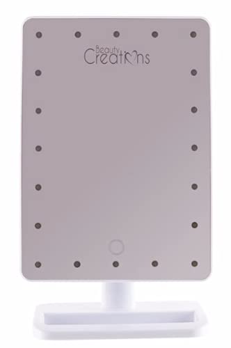 Beauty Creations LED Makeup Mirror with Touch Control - Adjustable Brightness, 10X Magnification, White Vanity Mirror for Makeup Application, Skincare & Hair Styling at Home or Salon