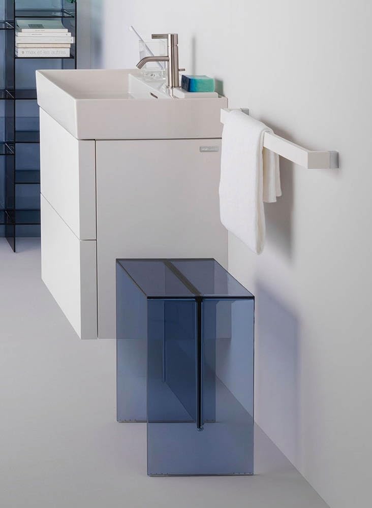Kartell Rail Towel Holder - White Plastic Bathroom Organizer (45 x 7.5 x 4 cm) - Perfect for Modern Bathrooms & Spa Decor