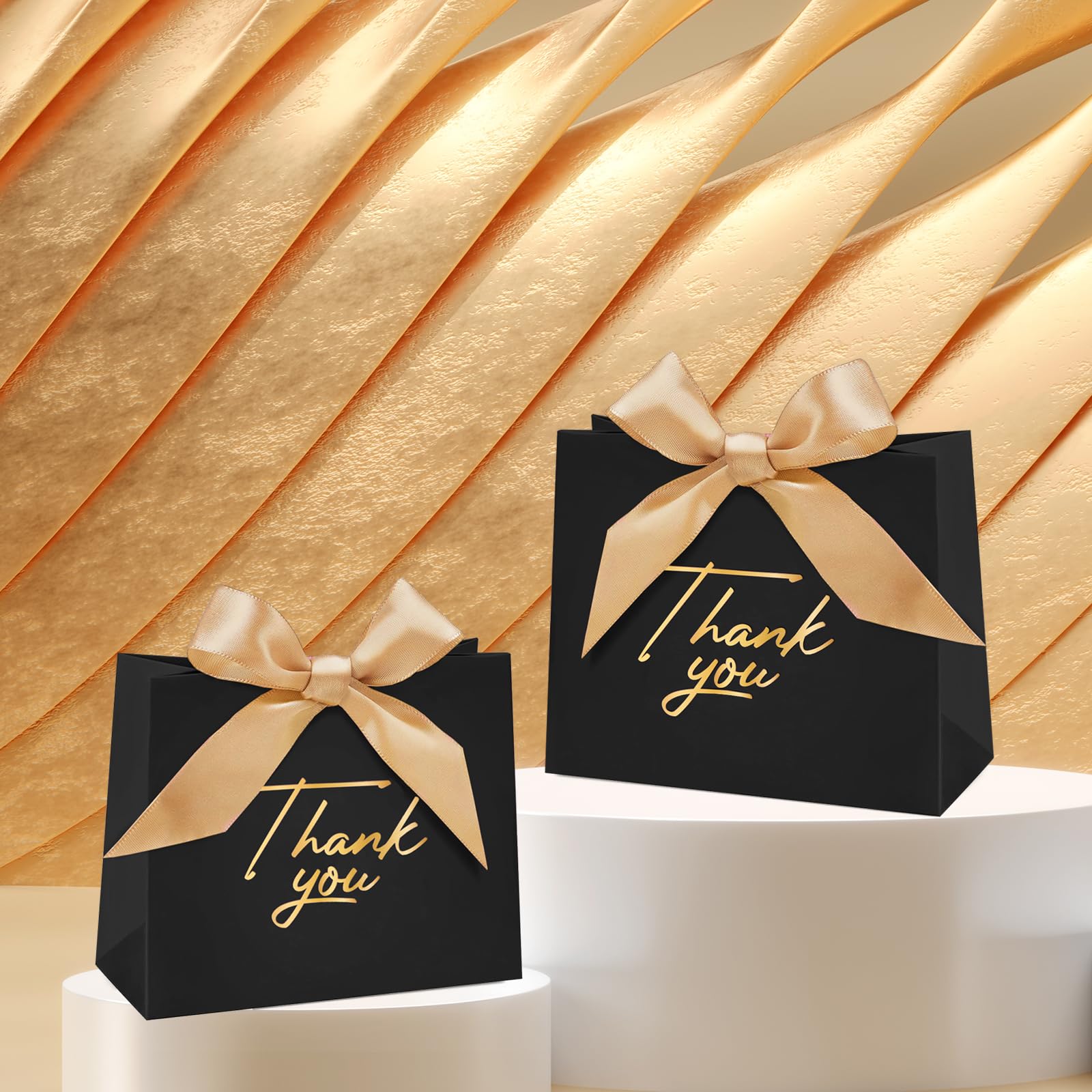 30 Pack Small Red Thank You Gift Bags with Pink Bow Ribbon - 4.6x1.8x3.9 Inch Mini Favor Bags for Candy, Christmas, Baby Shower, Birthday, Wedding, Bridesmaid Gifts & Party Favors - Perfect for Holiday Celebrations, Corporate Events and Classroom Rewards