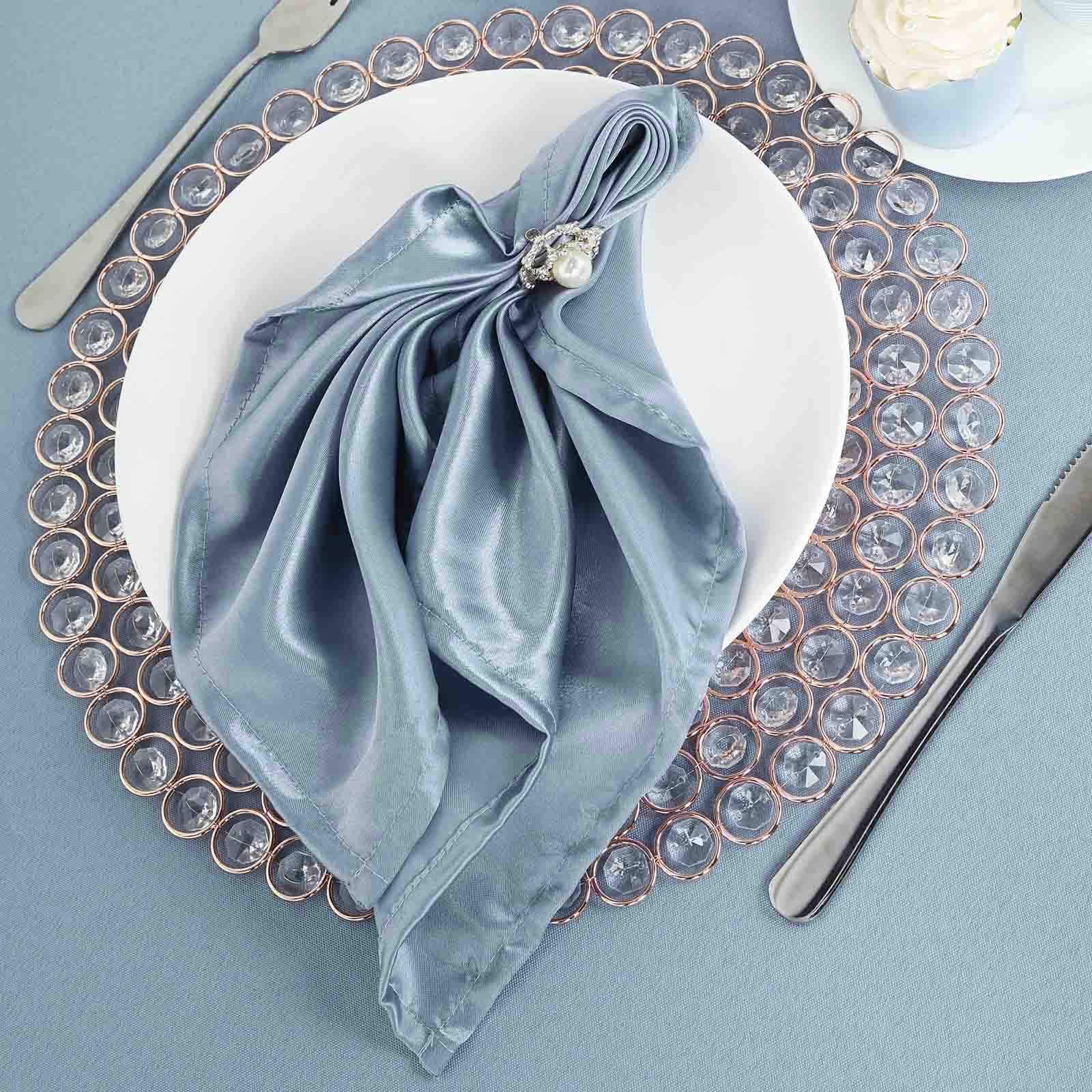 50 Pack 20-Inch Dusty Blue Satin Dinner Napkins for Wedding, Party, Reception, Restaurant & Home Use - Elegant Table Setting & Special Occasions