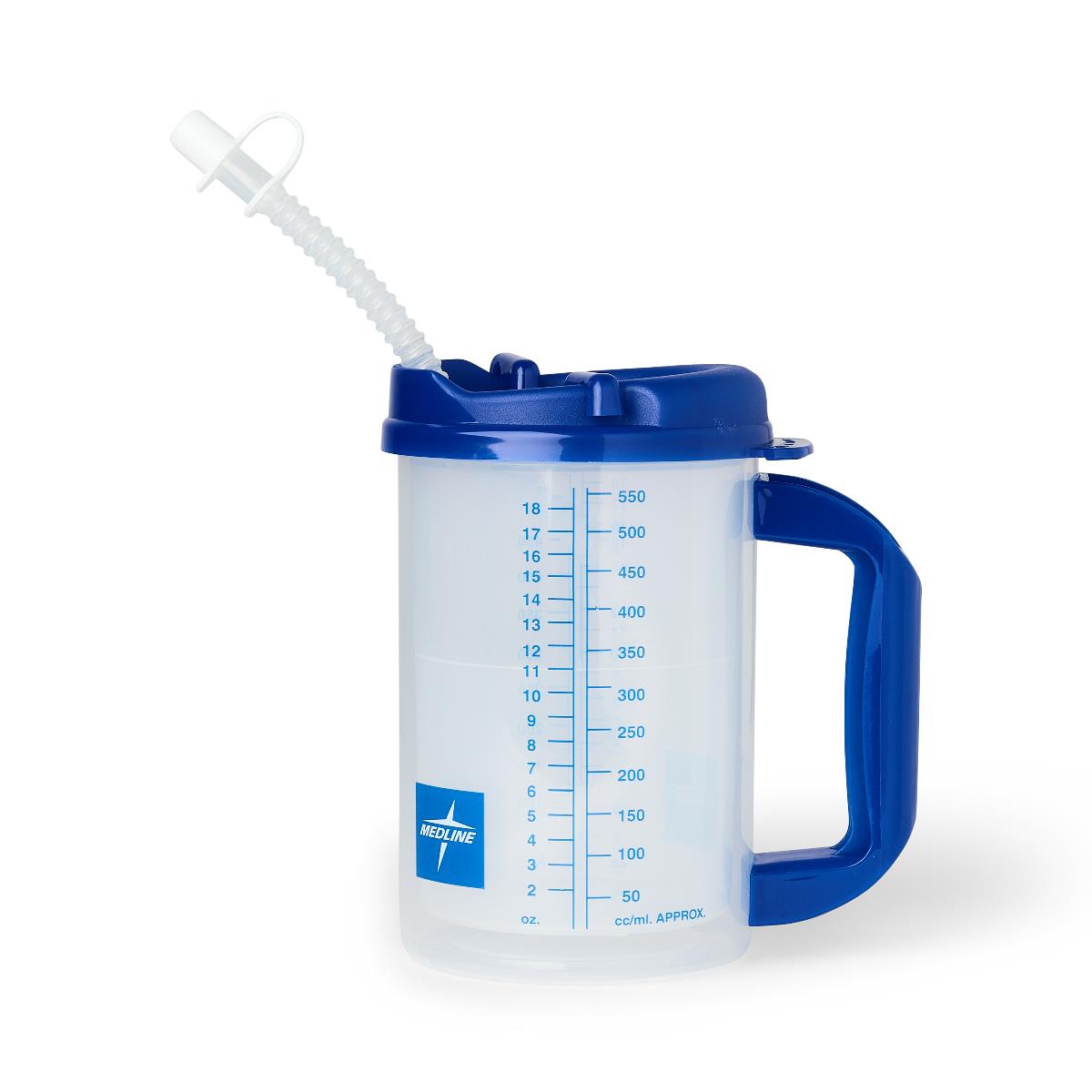 20 oz Insulated Carafe with Graduations - Clear Glass with Blue Lid - Hot & Cold Beverage Container for Coffee, Tea, or Water - Perfect for Office, Home, or Outdoor Use
