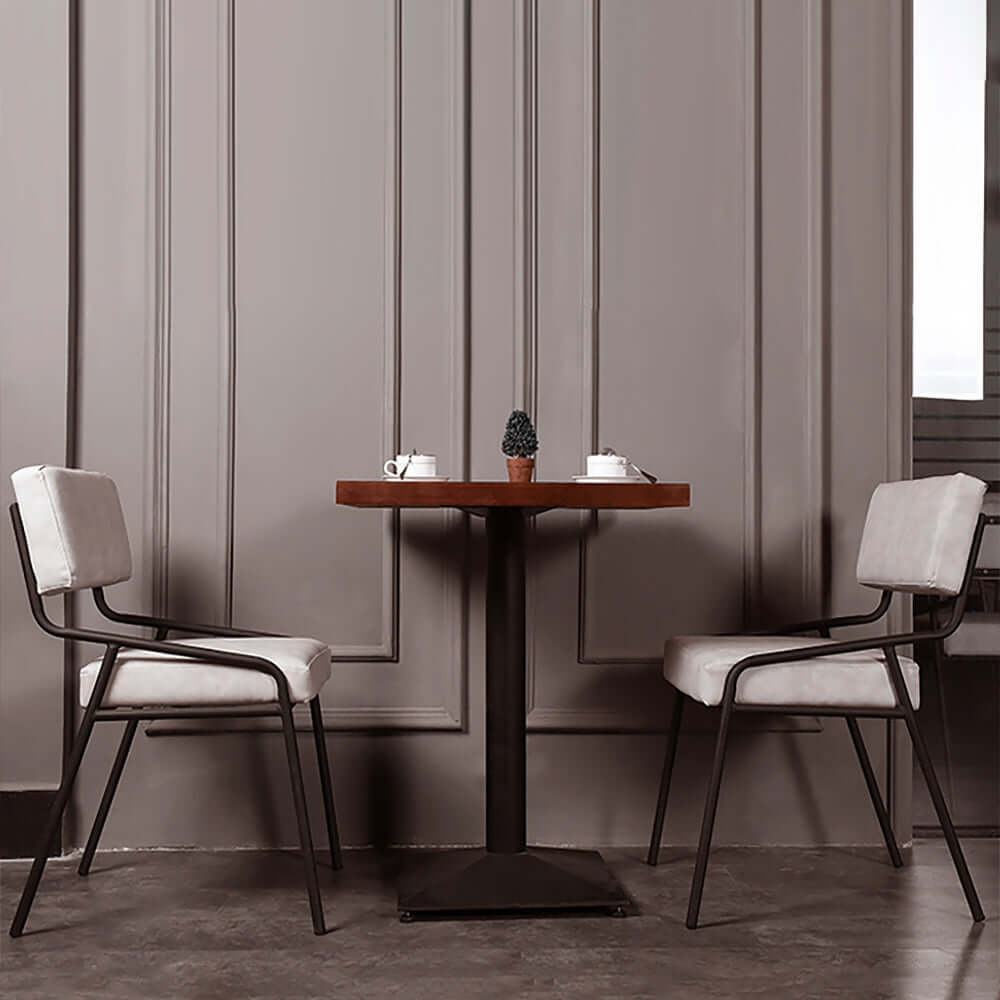 Premium White PU Leather Dining Chairs Set of 2 - Industrial Upholstered Kitchen Chairs for Modern Home & Restaurant Use