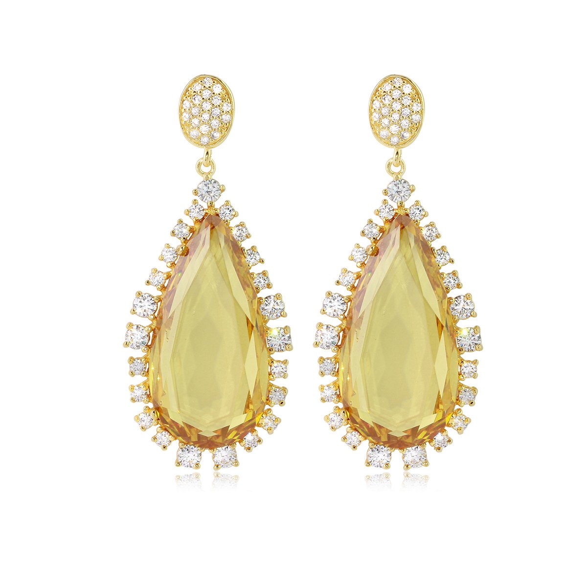 Stylish Silver Large Pear Dangle Earrings for Women - Elegant Drop Earrings for Party, Wedding & Everyday Wear