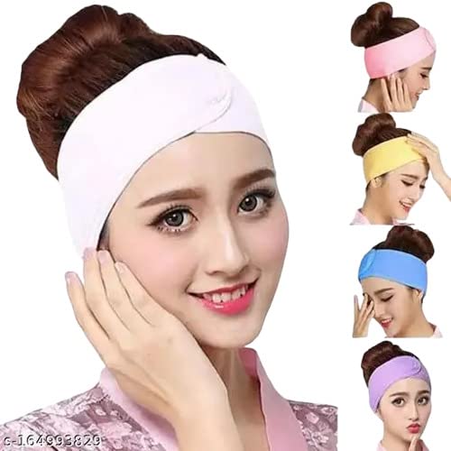 ZAUKY Professional Polycotton Adjustable Facial Headbands for Women & Men - Pack of 5 Multicolor - Perfect for Skincare, Spa, Hair Styling & Makeup Application